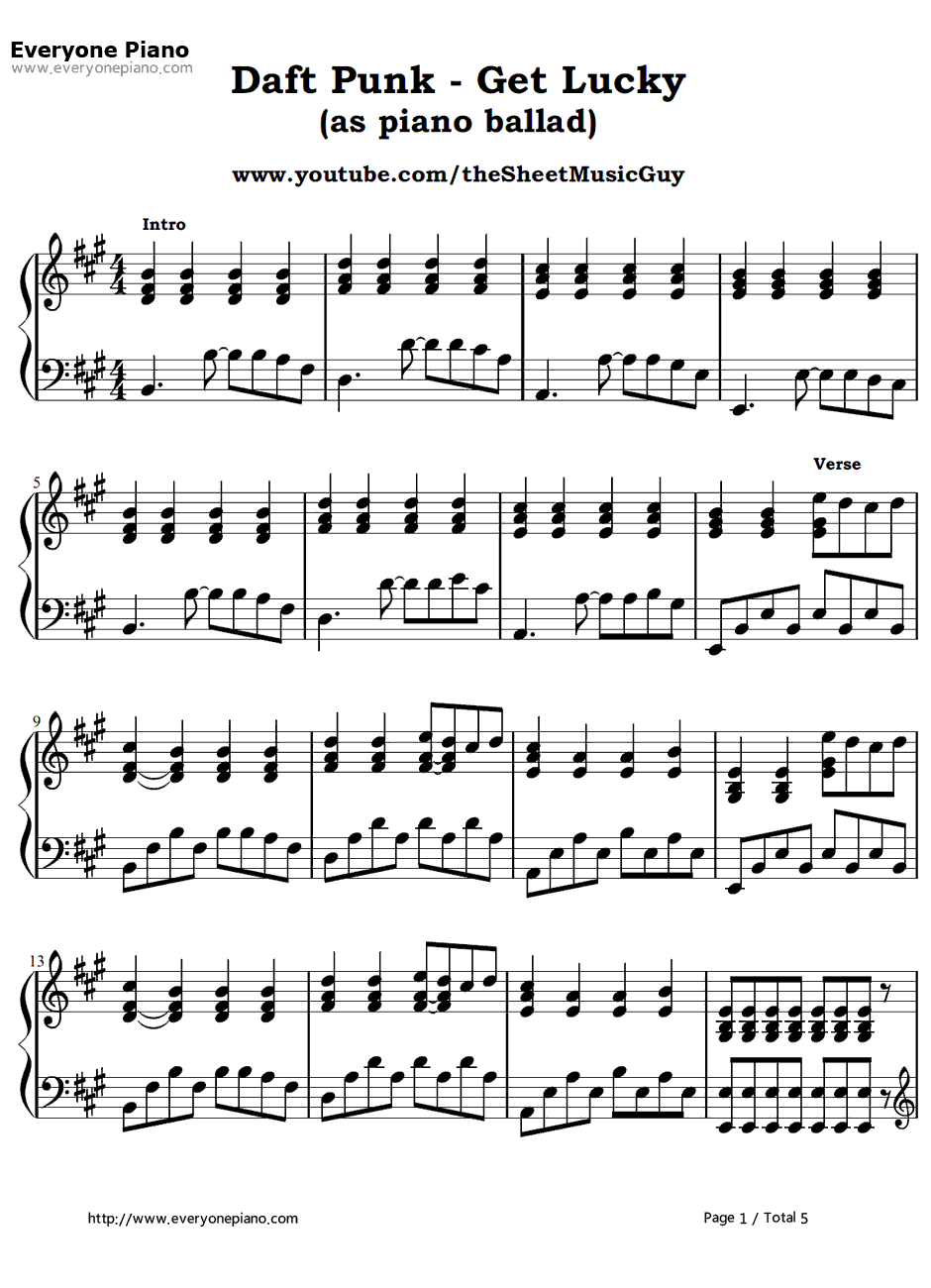 Get Lucky钢琴谱-DaftPunk1