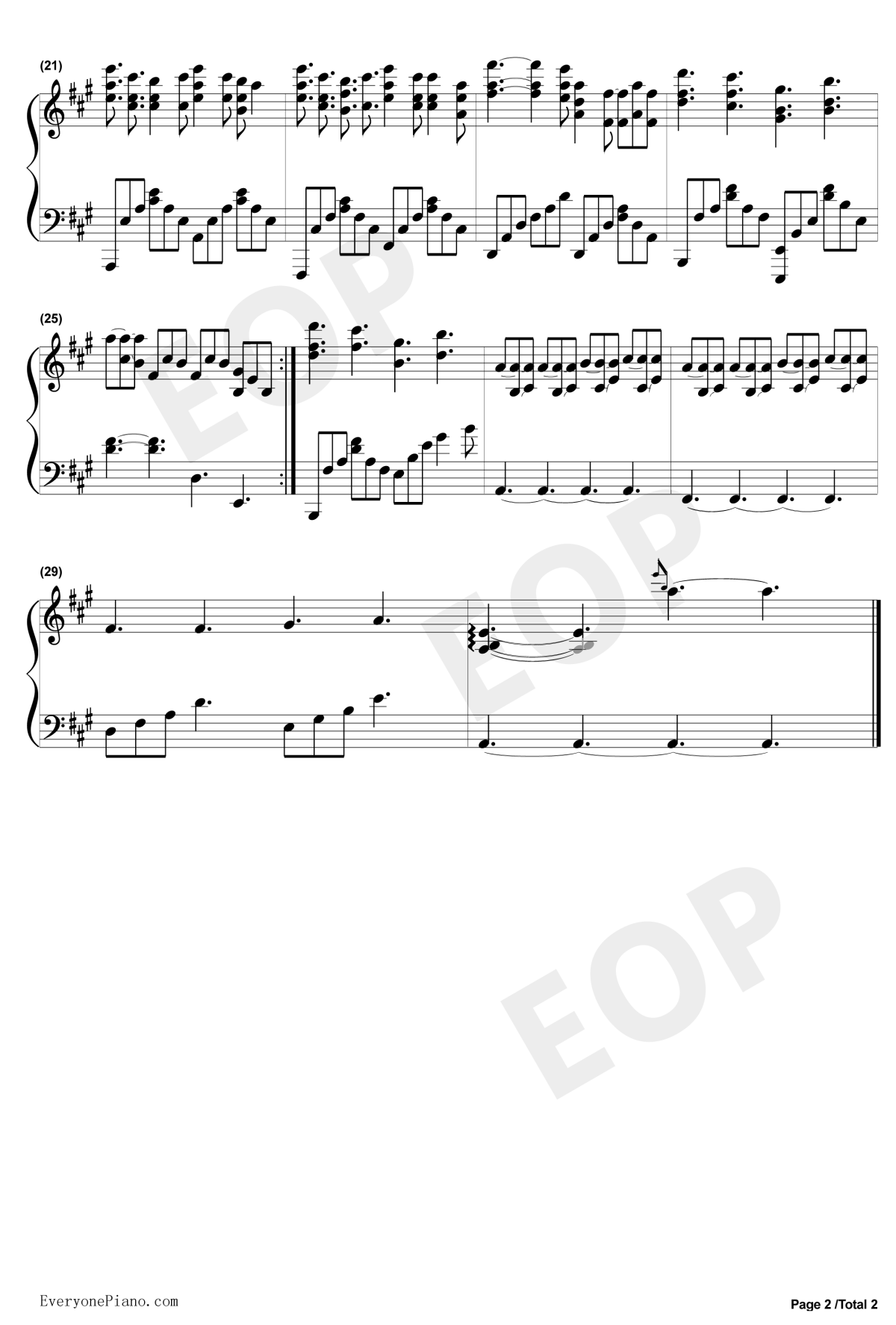 有一个地方钢琴谱-吴亦凡-有一个地方只有我们知道主题曲2