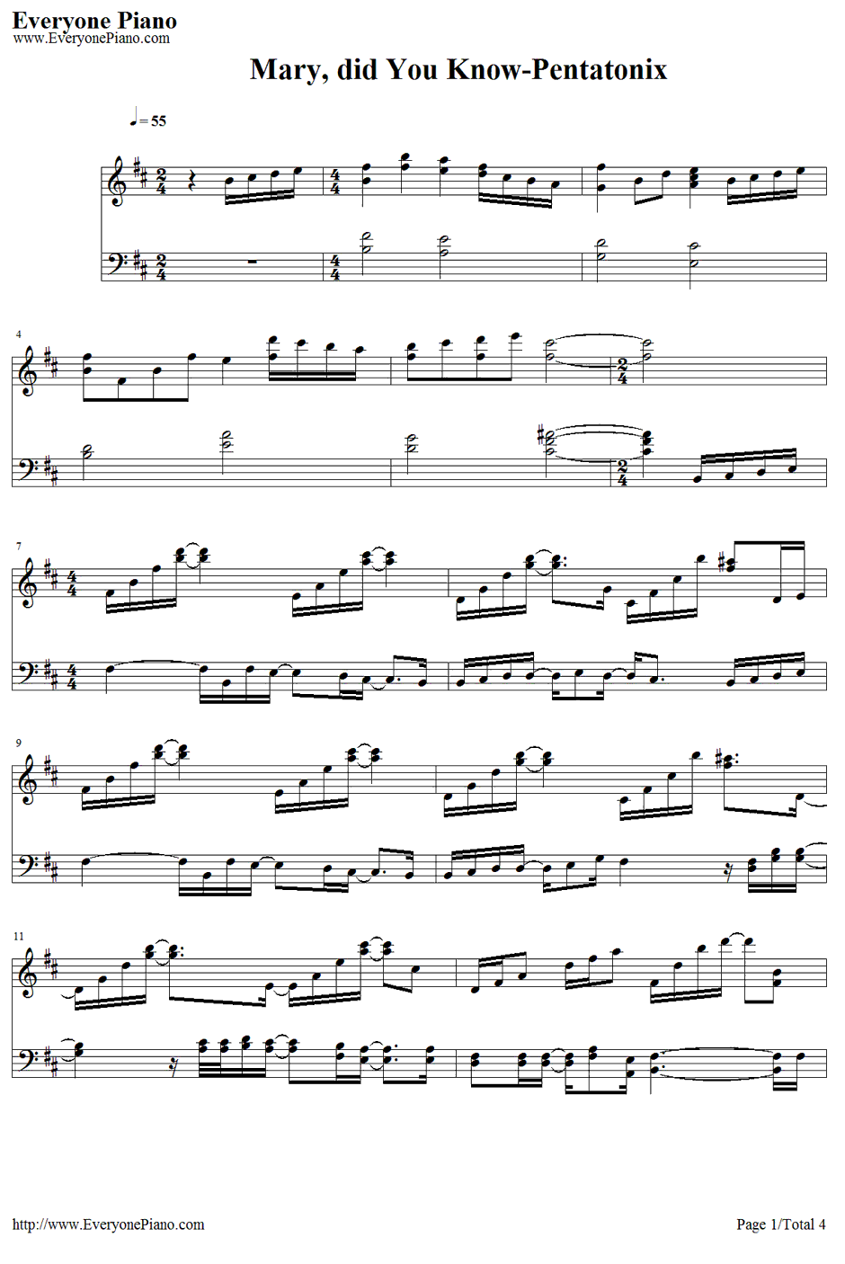 Mary Did You Know钢琴谱-Pentatonix1