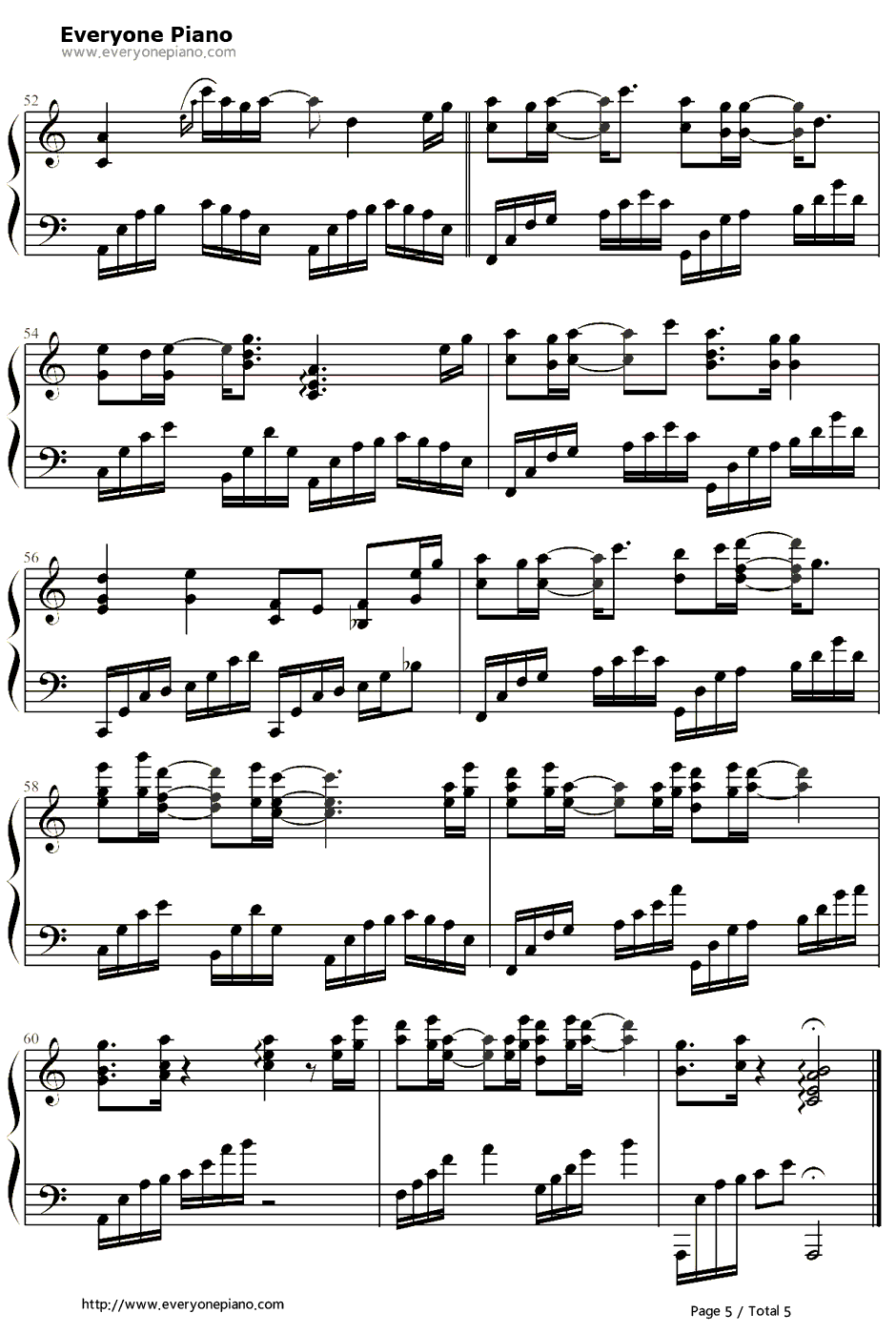 你我钢琴谱-陈晓陈妍希-神雕侠侣于正版片尾曲5