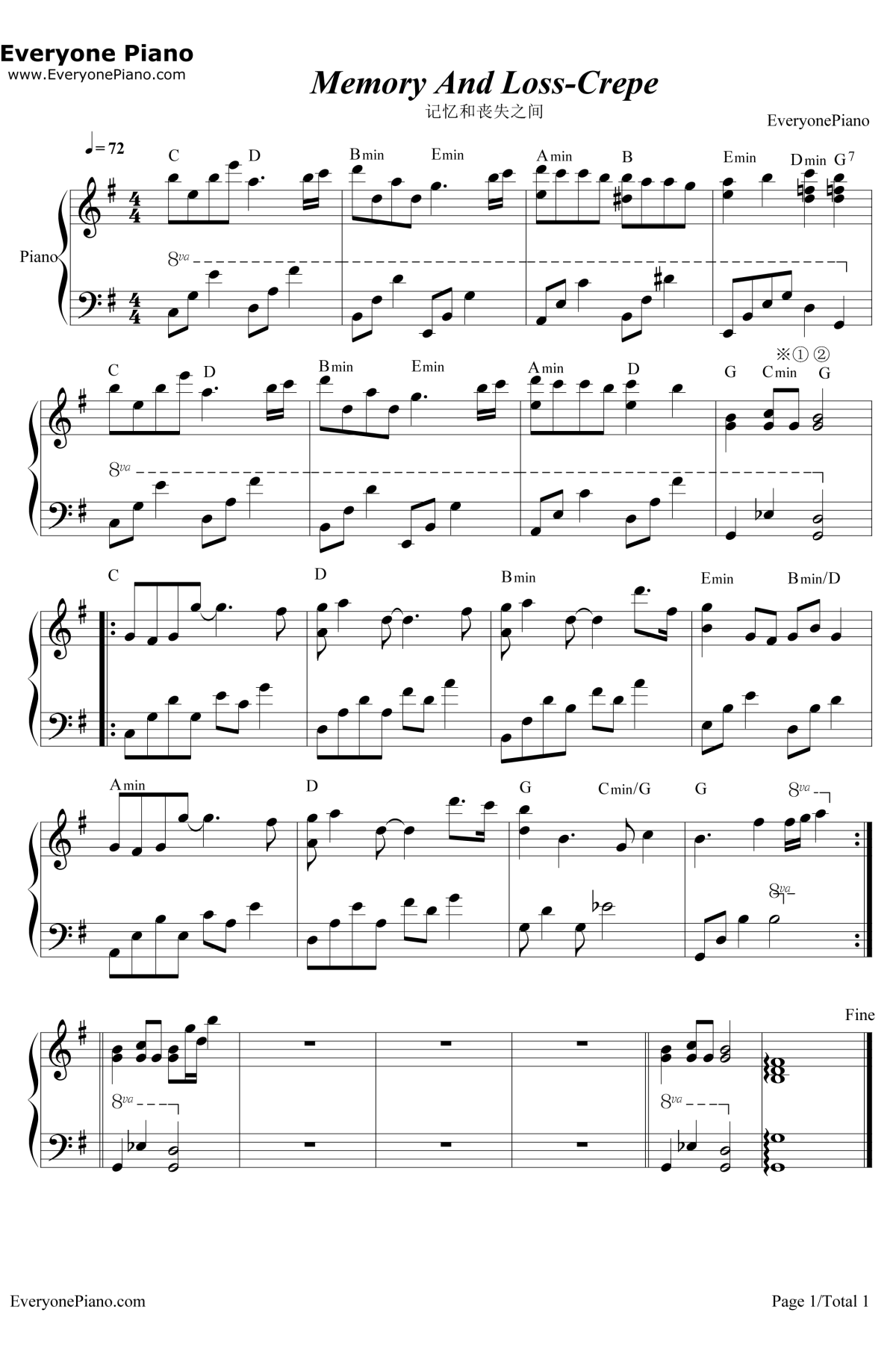 记忆和丧失之间 钢琴谱-Crepe1