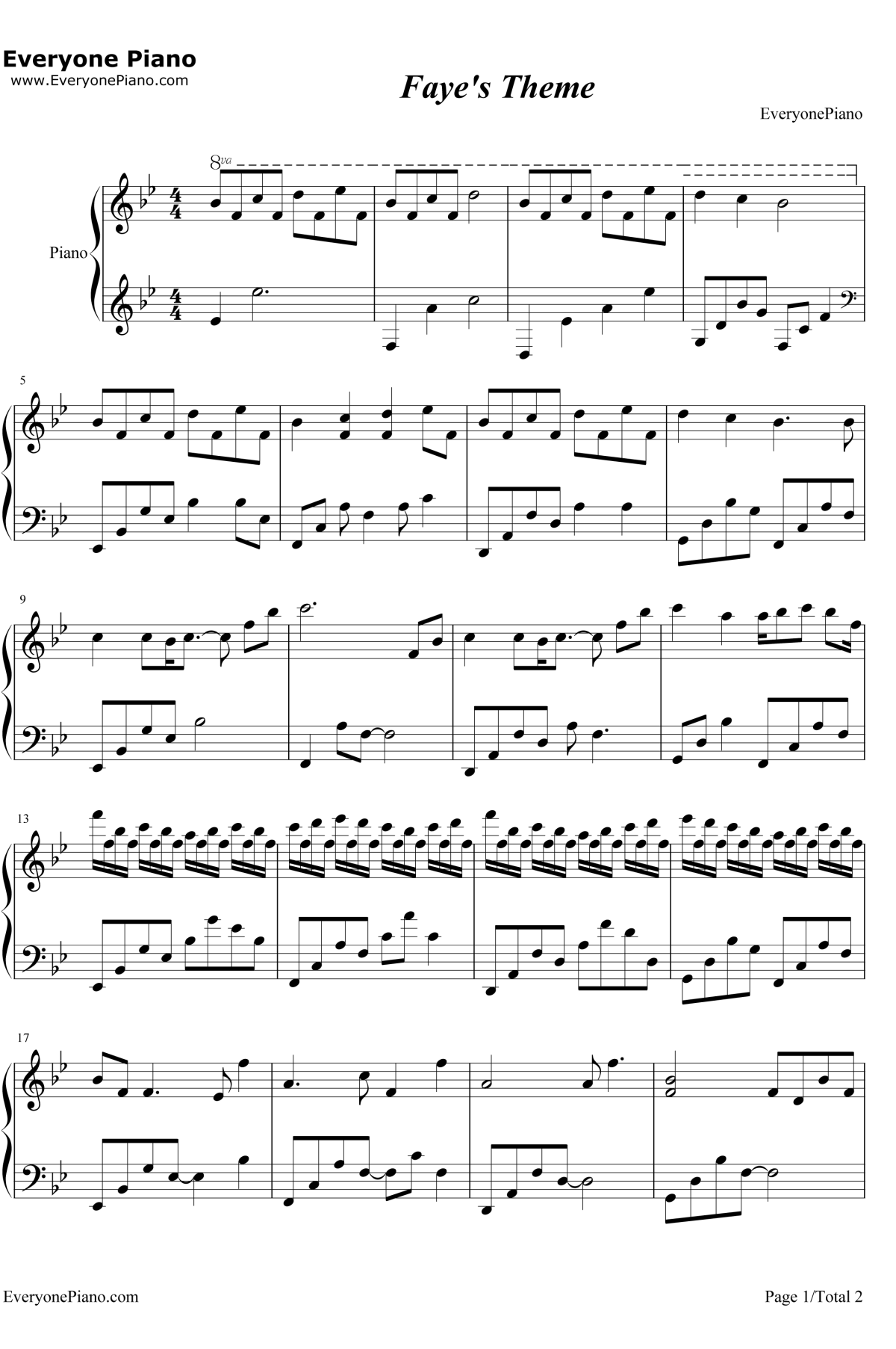 Faye's Theme钢琴谱-Kan R. Gao1