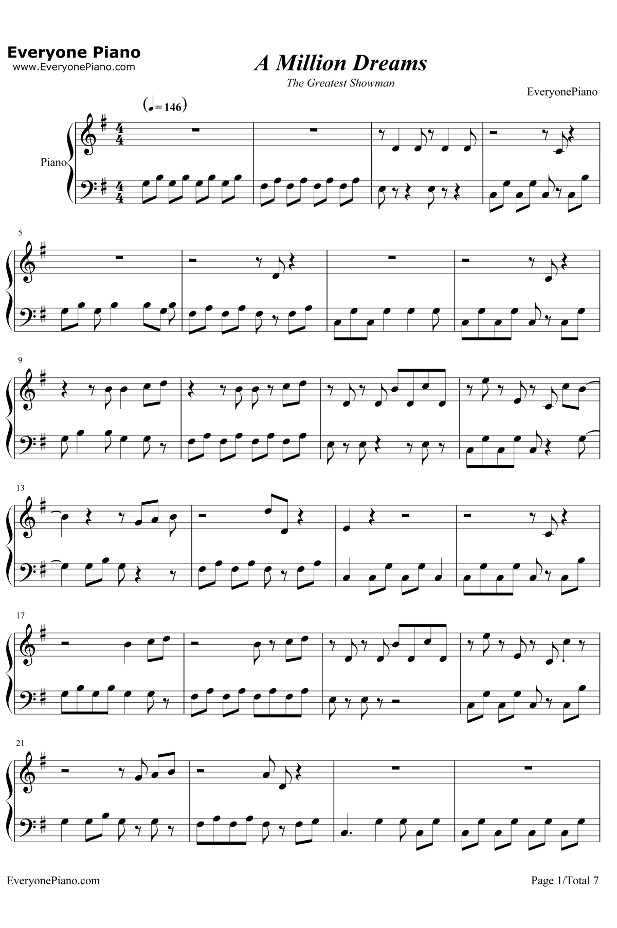 A Million Dreams钢琴谱-Pasek and Paul1