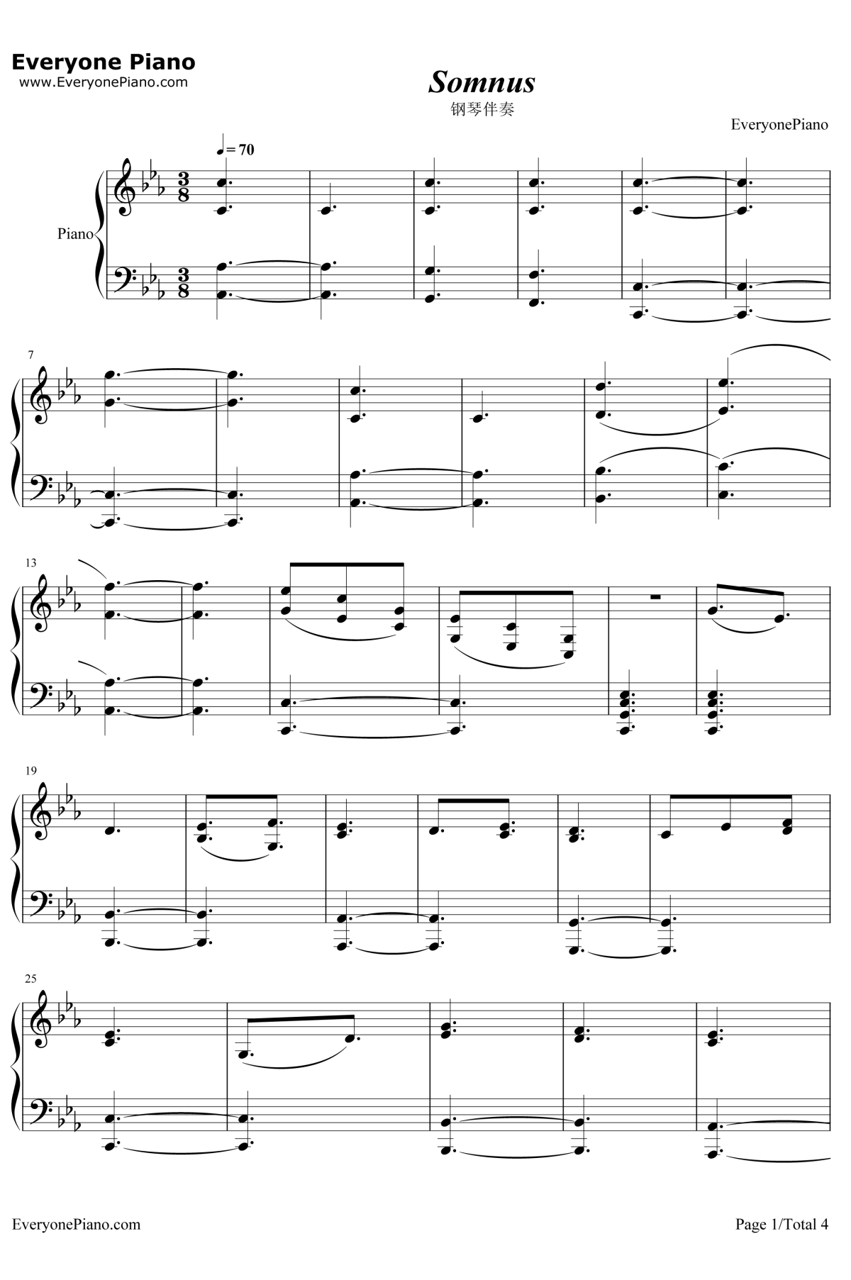 Somnus钢琴谱-下村阳子1