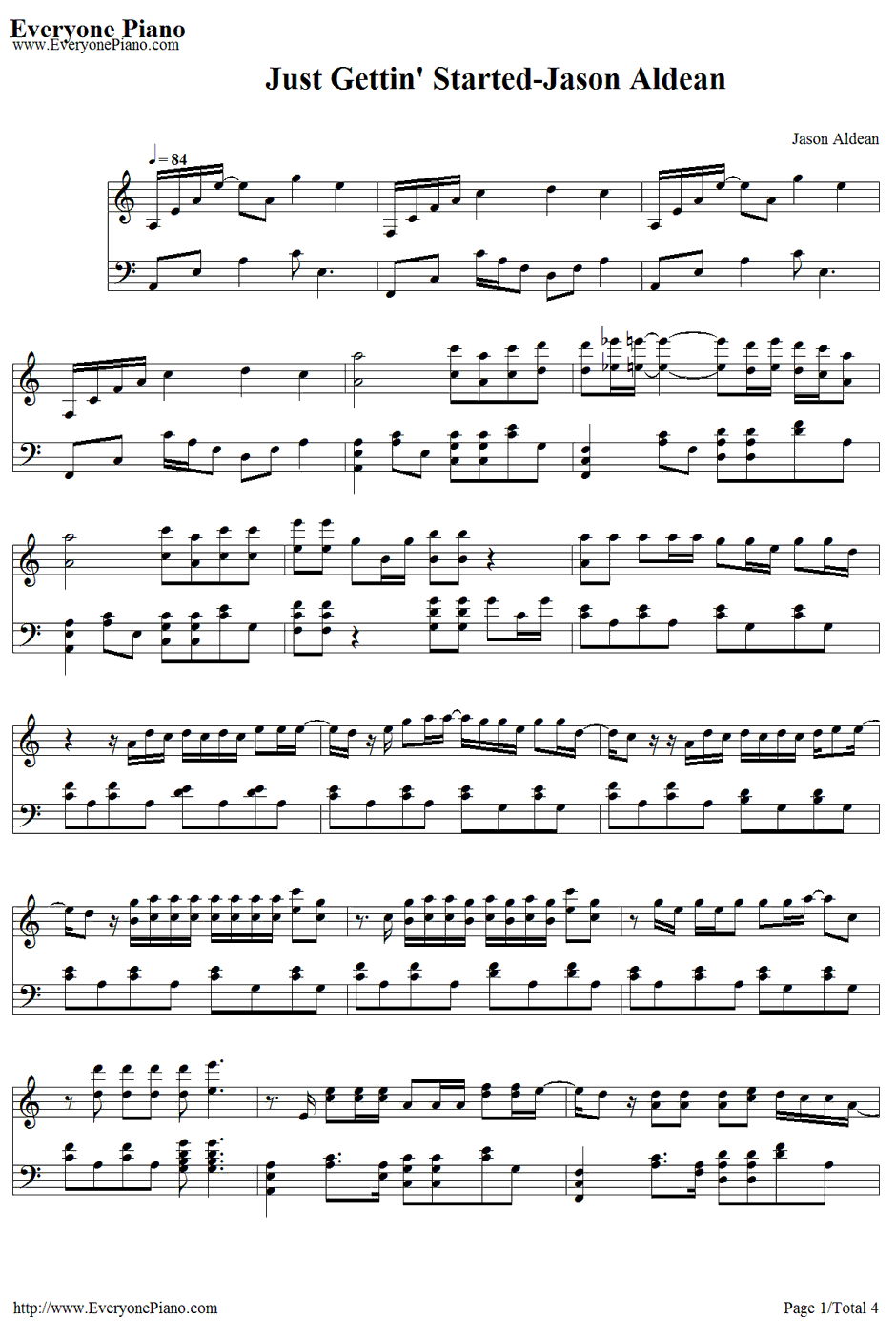 Just Gettin' Started钢琴谱-JasonAldean1