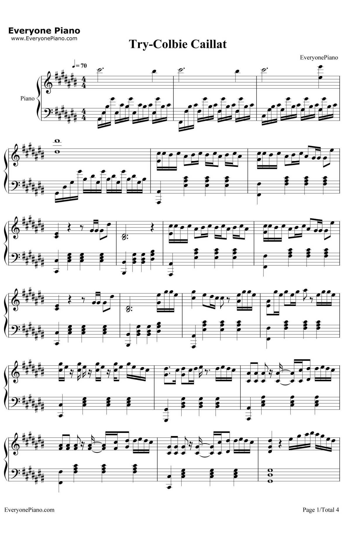 Try钢琴谱-ColbieCaillat1