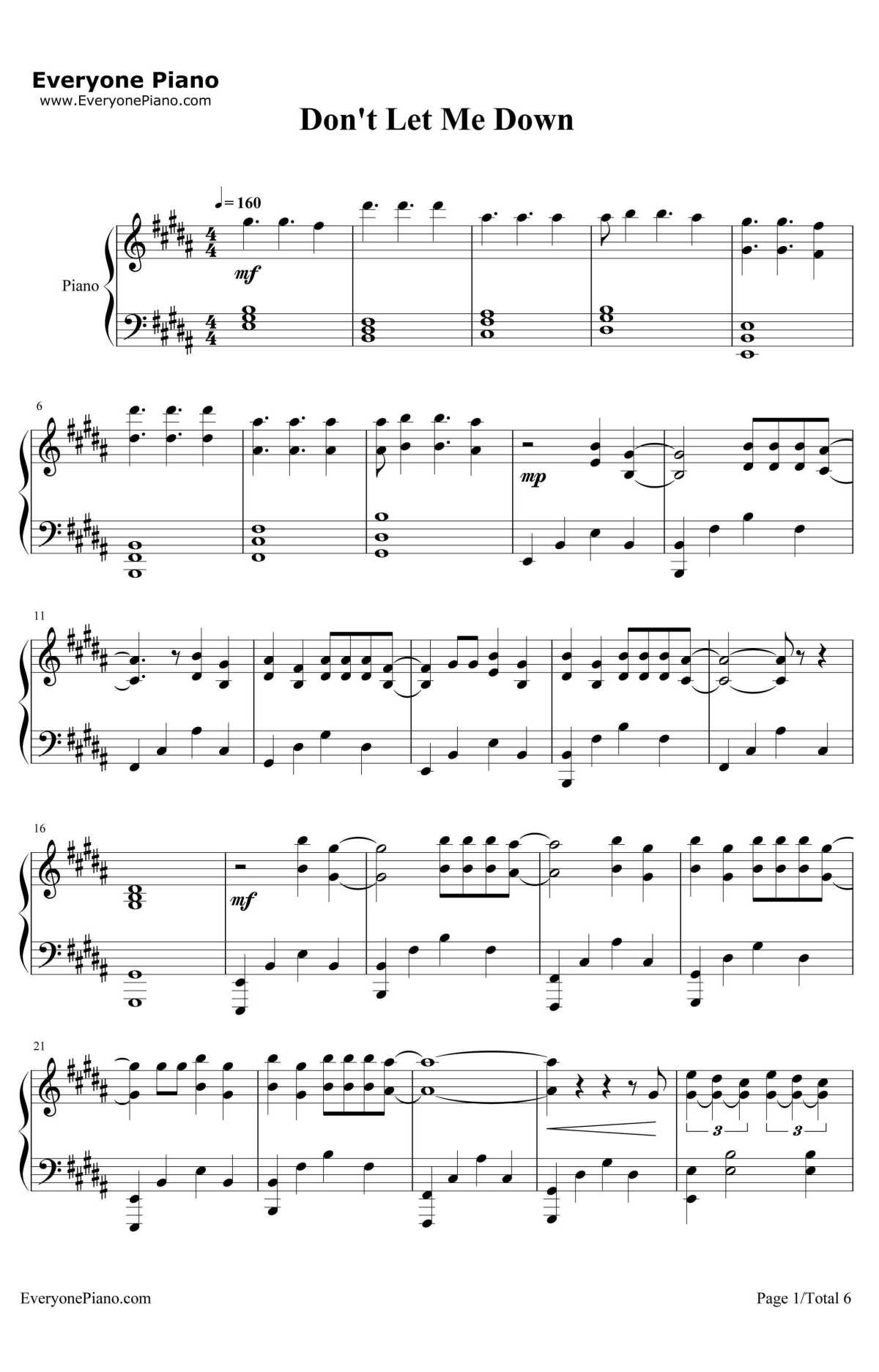 Don't Let Me Down钢琴谱-TheChainsmokers1