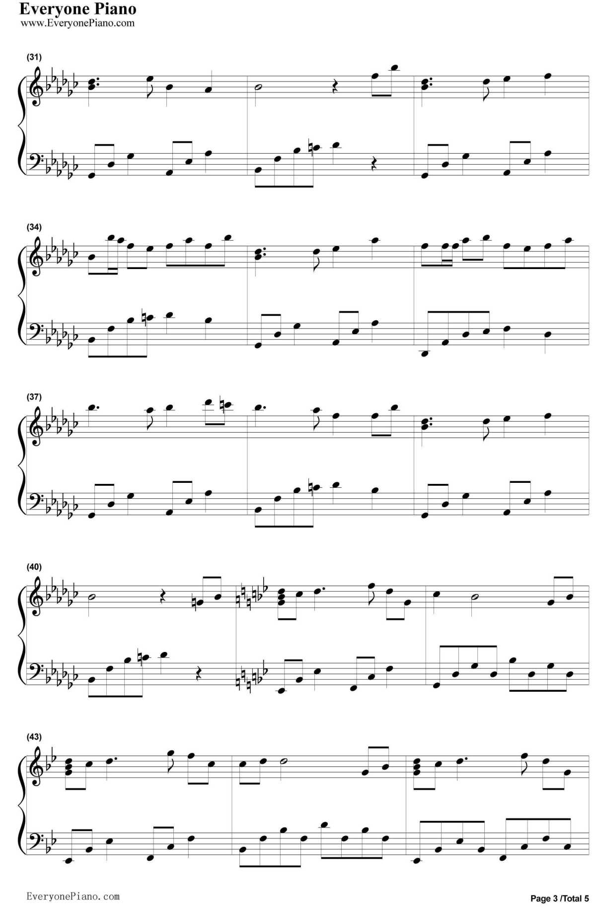 风居住的街道纯钢琴曲钢琴谱-矶村由纪子-风居住的街道纯钢琴曲3