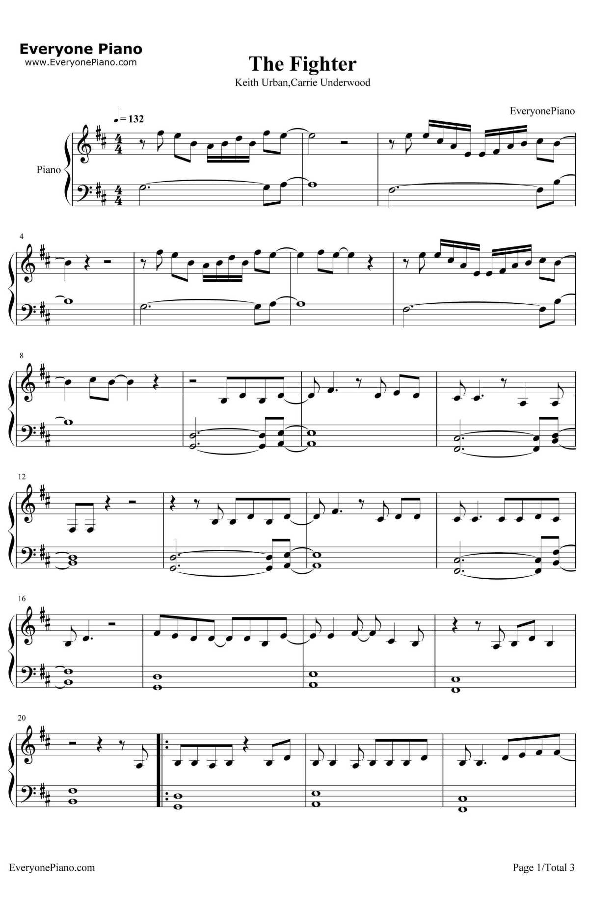 The Fighter钢琴谱-KeithUrbanCarrieUnderwood1