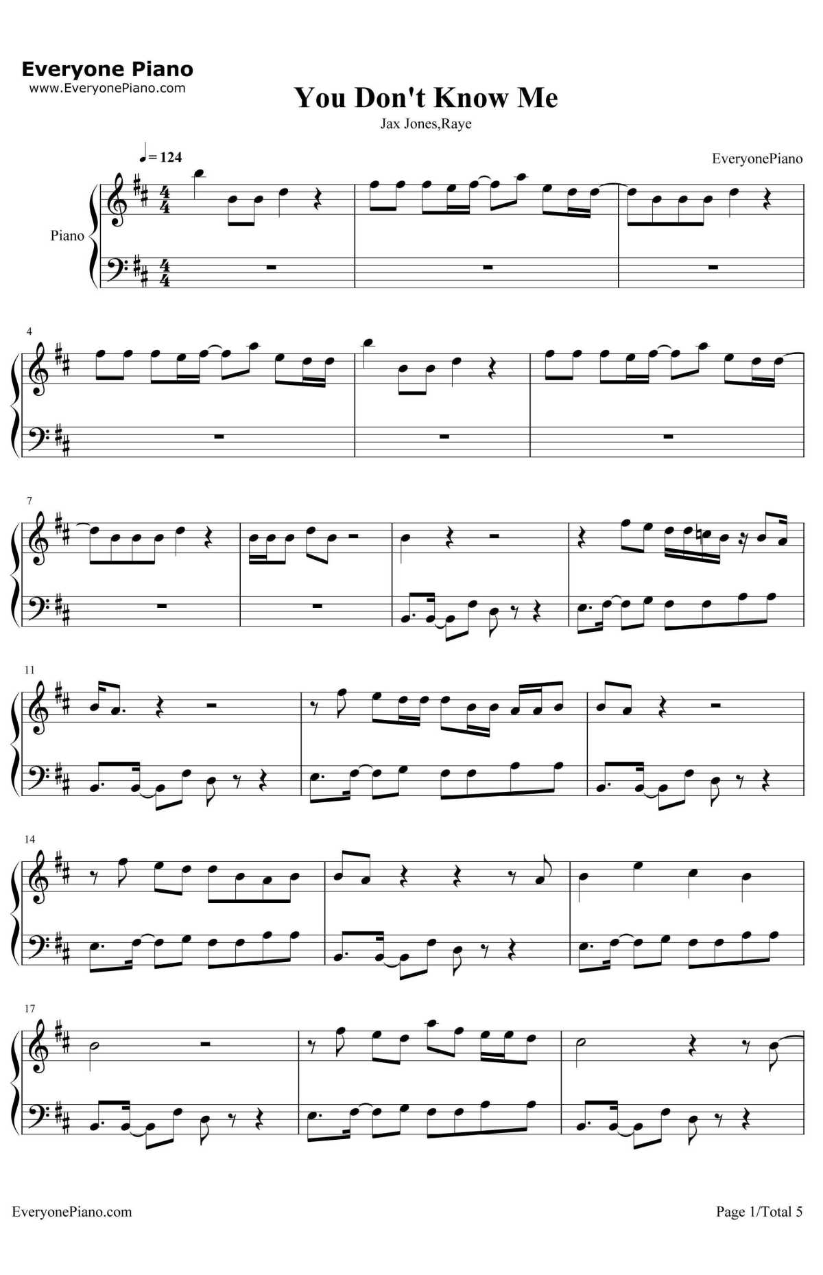 You Don't Know Me钢琴谱-JaxJonesRaye1