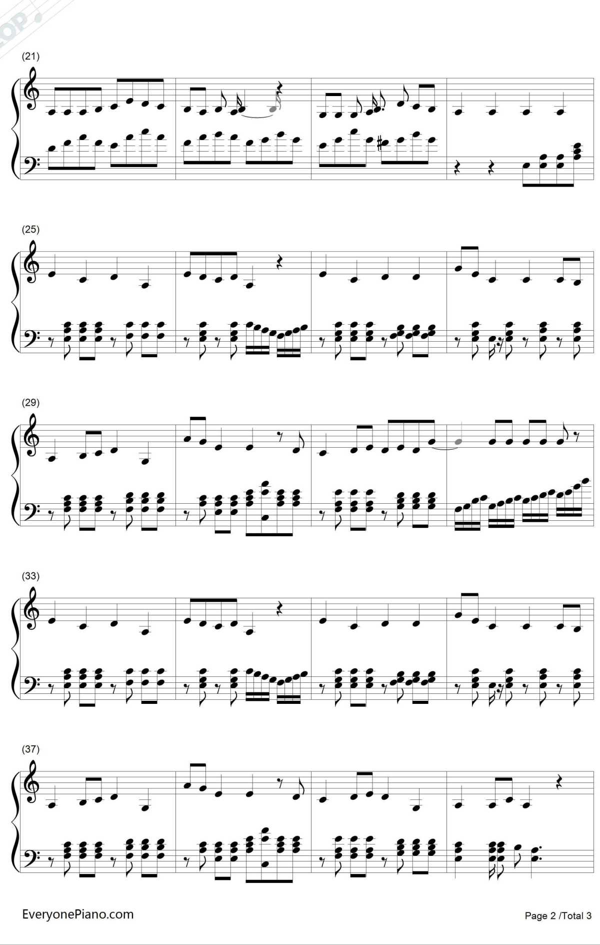 小苹果钢琴谱-筷子兄弟-简单版-老男孩之猛龙过江2