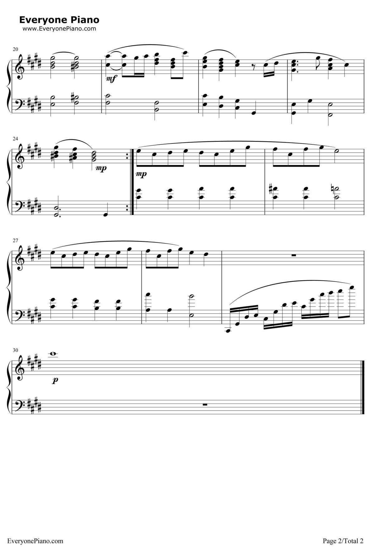 柔和钢琴谱-班得瑞-《迷雾森林》2