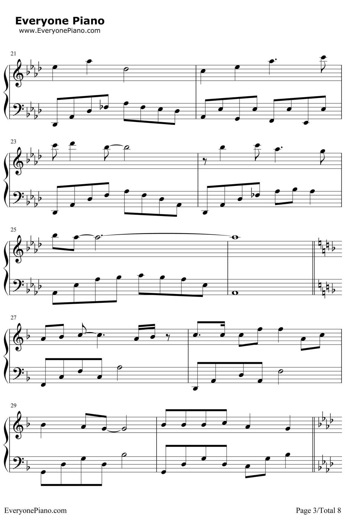 Reflection钢琴谱-克莉丝汀娜CHRISTINAAGUIELRA-卡通片Mulan花木兰主题曲3