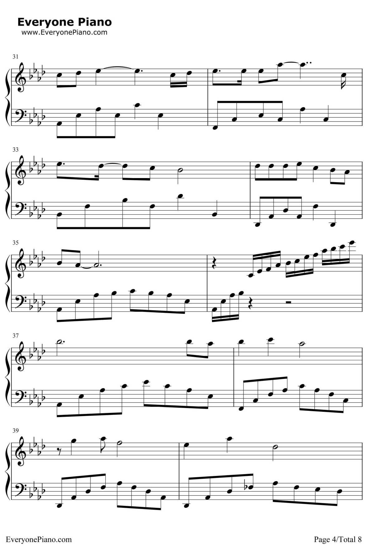 Reflection钢琴谱-克莉丝汀娜CHRISTINAAGUIELRA-卡通片Mulan花木兰主题曲4