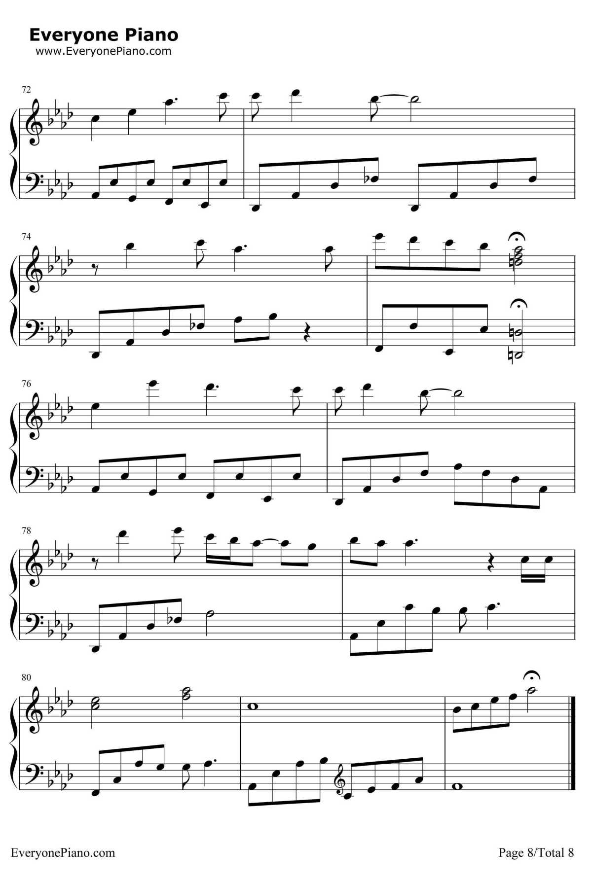 Reflection钢琴谱-克莉丝汀娜CHRISTINAAGUIELRA-卡通片Mulan花木兰主题曲8