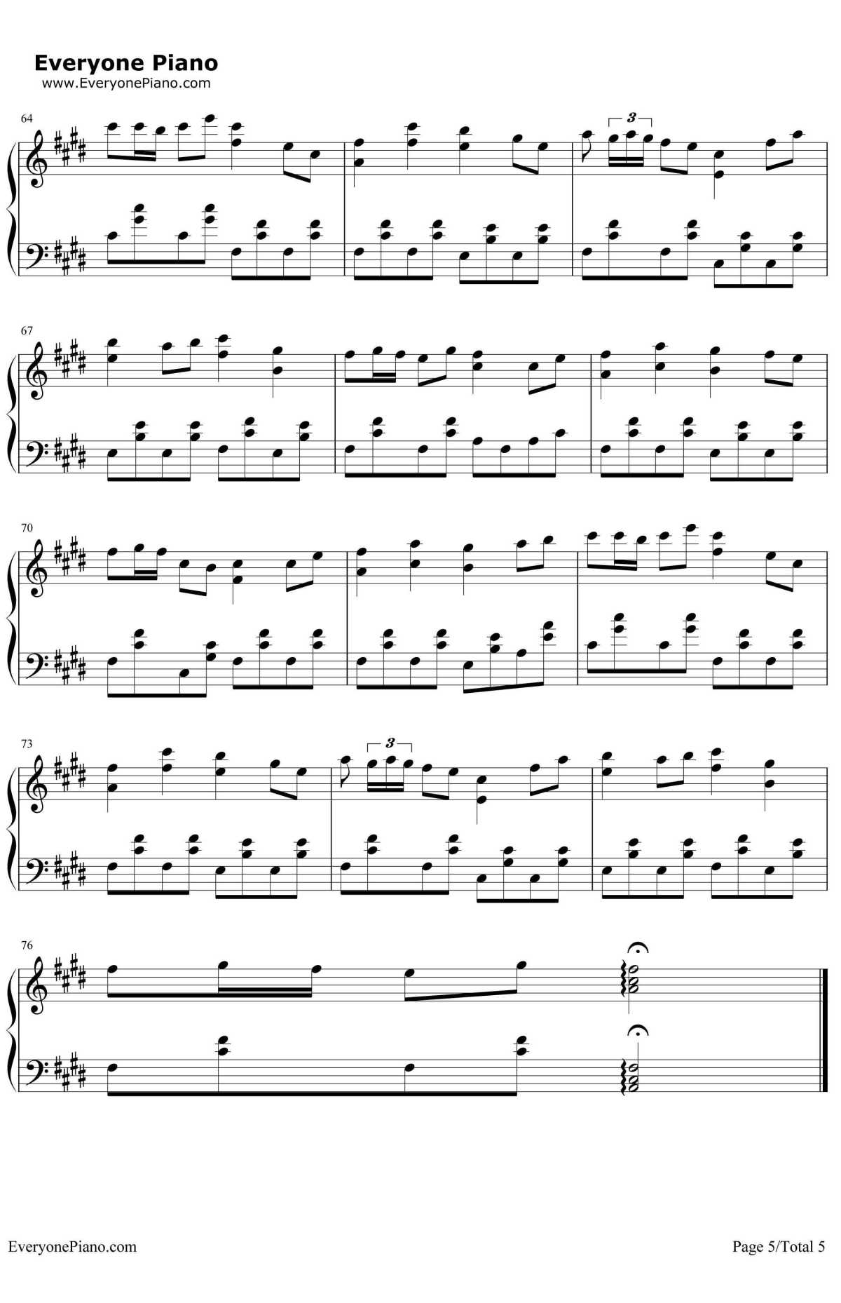 五月雨恋歌钢琴谱--初音未来5