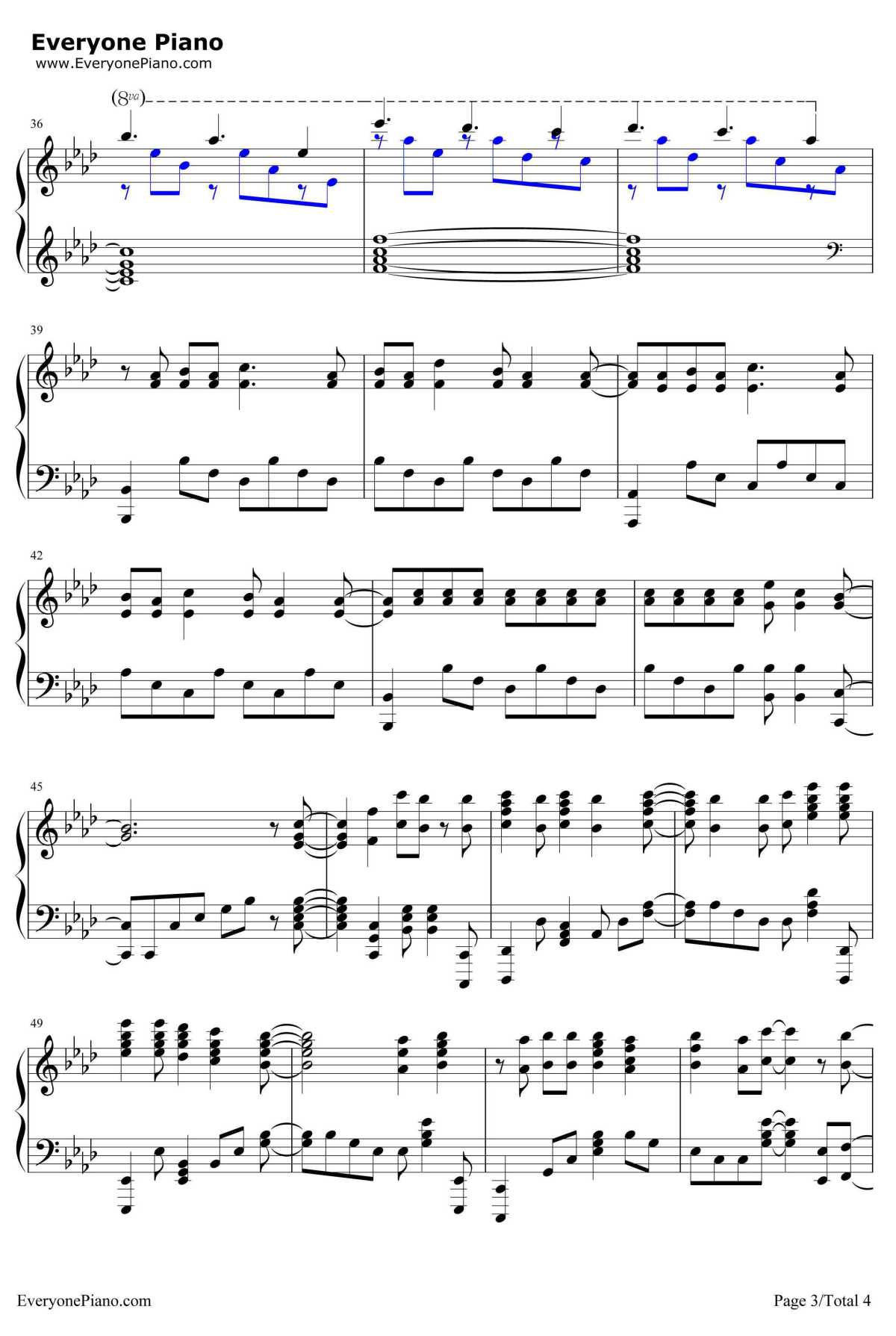 海色钢琴谱-AKINOfrombless4-みいろ-舰队收藏OP3