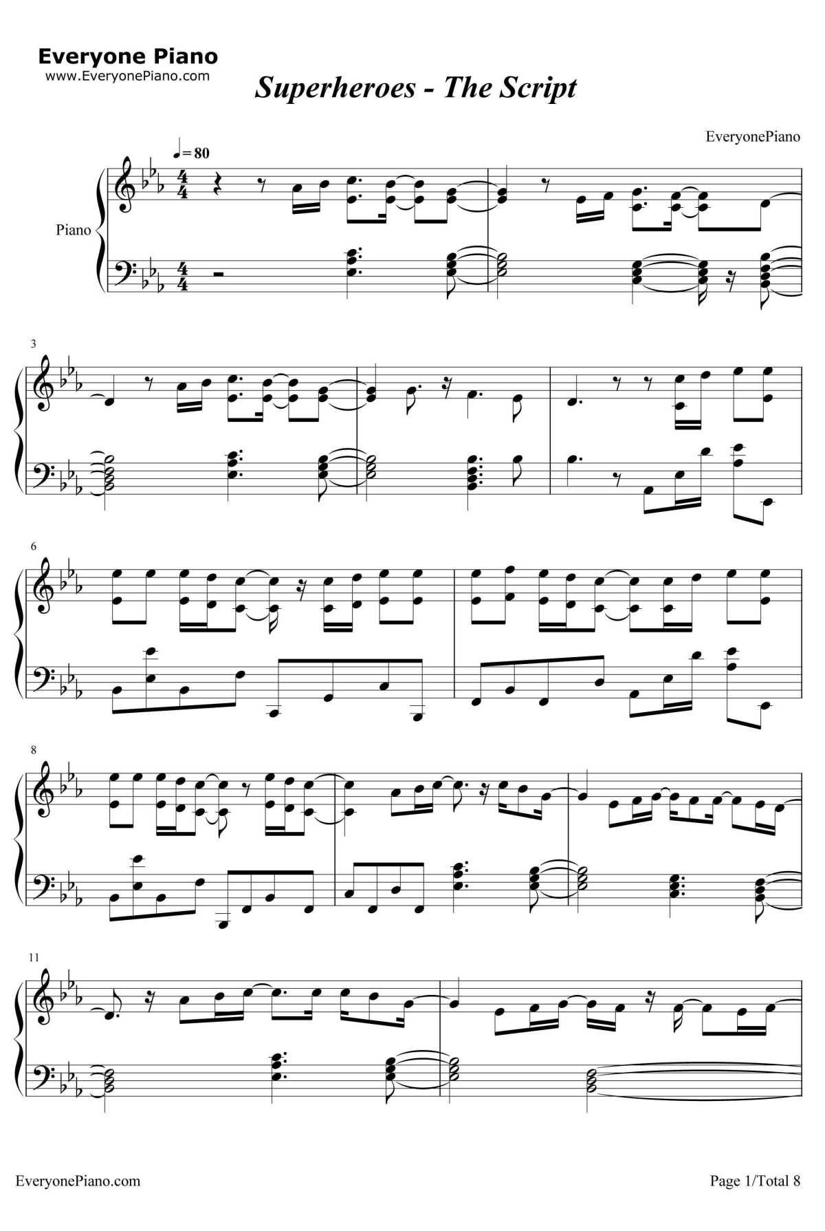 Superheroes钢琴谱-TheScript1