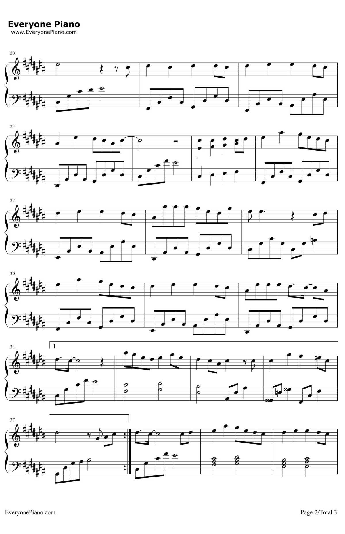 繁花钢琴谱-董贞-电视剧《三生三世十里桃花》插曲2