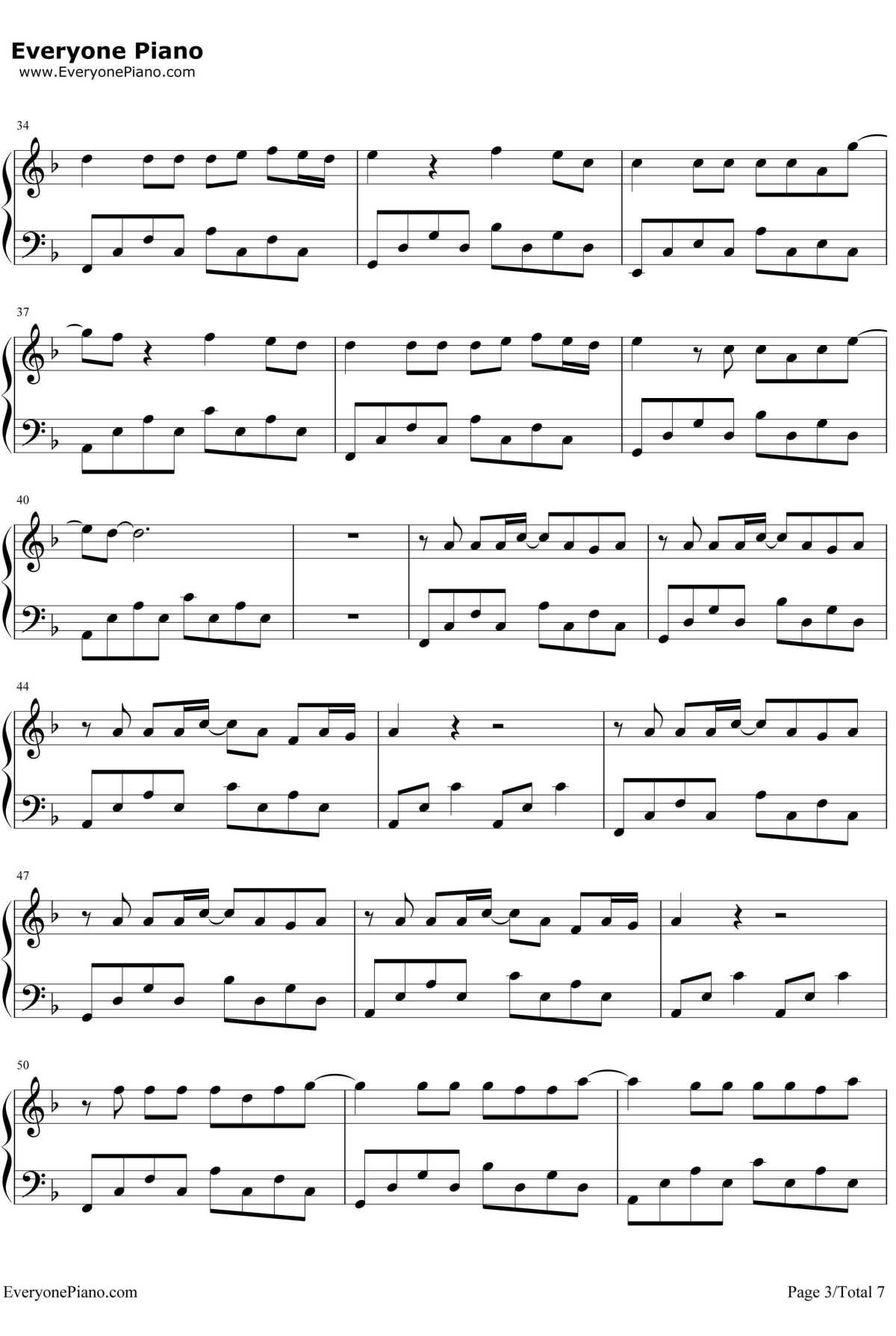 多幸运钢琴谱--韩安旭3