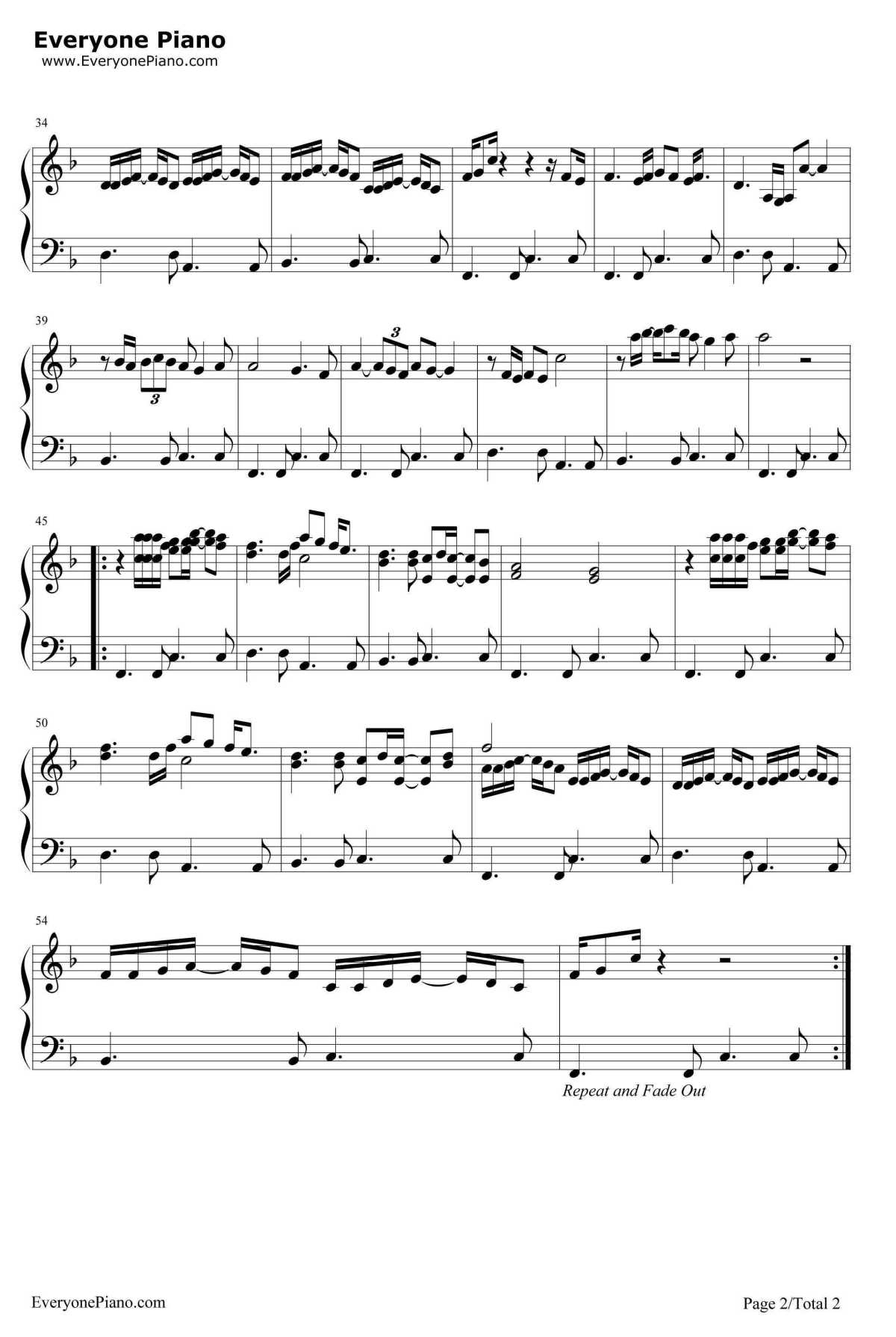 光辉岁月钢琴谱--Beyond2