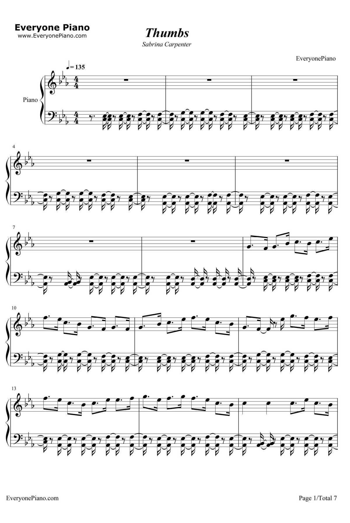 Thumbs钢琴谱-SabrinaCarpenter1