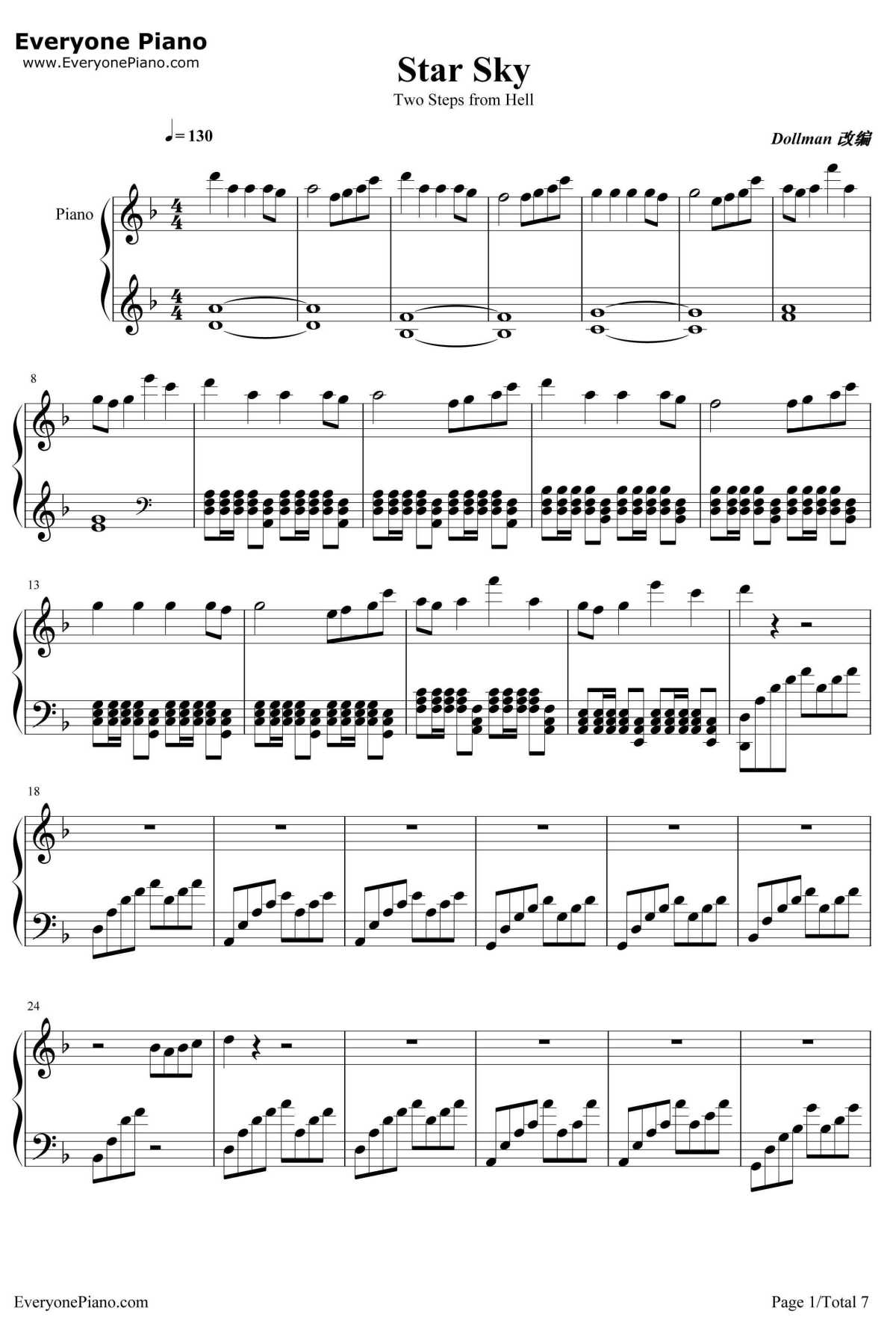 Star Sky钢琴谱-TwoStepsfromHell1