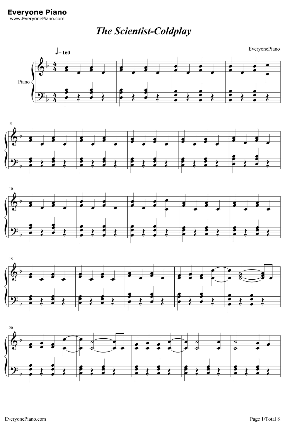 The Scientist钢琴谱-Coldplay1
