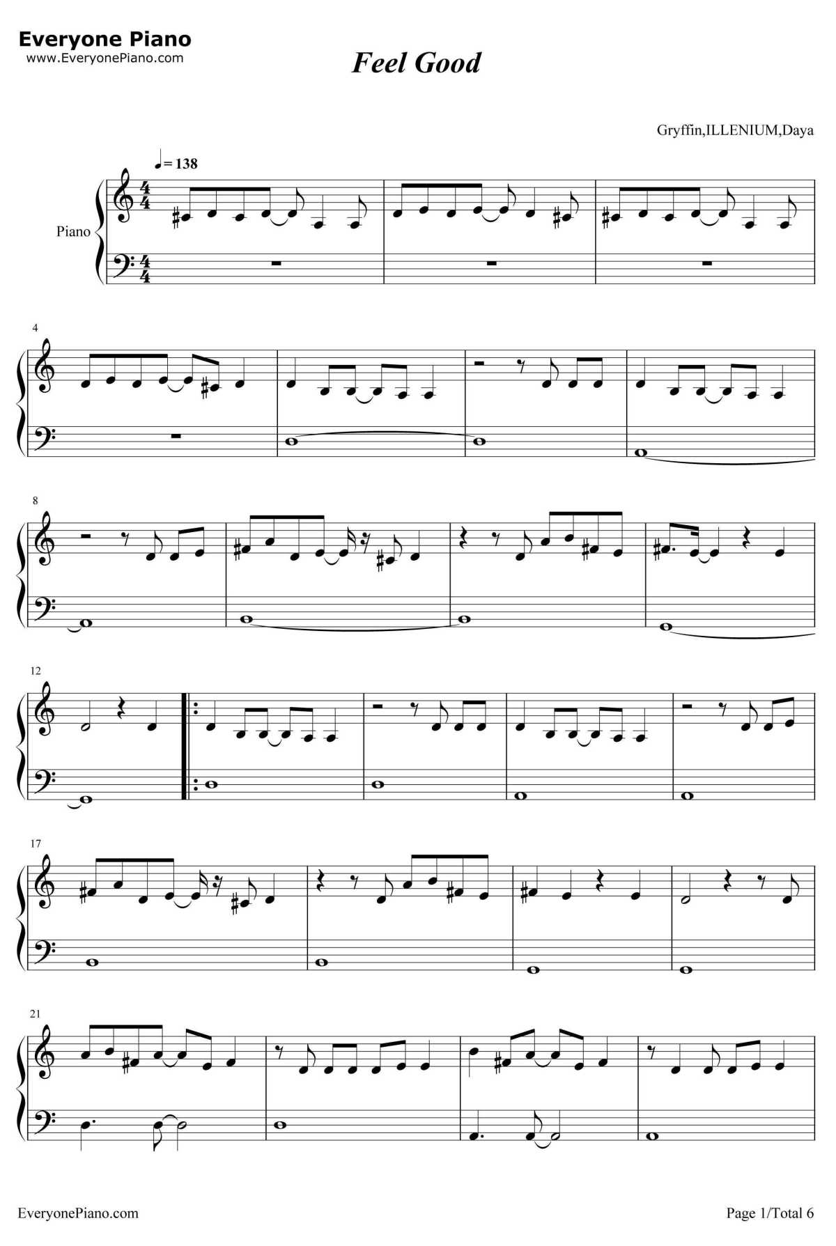 Feel Good钢琴谱-Gryffinft.Illenium1