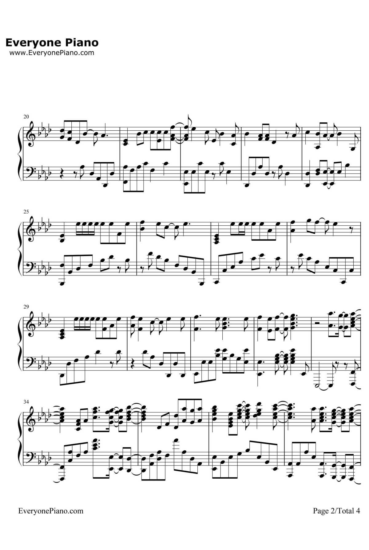 Overfly钢琴谱-春奈露娜-《刀剑神域》ED22