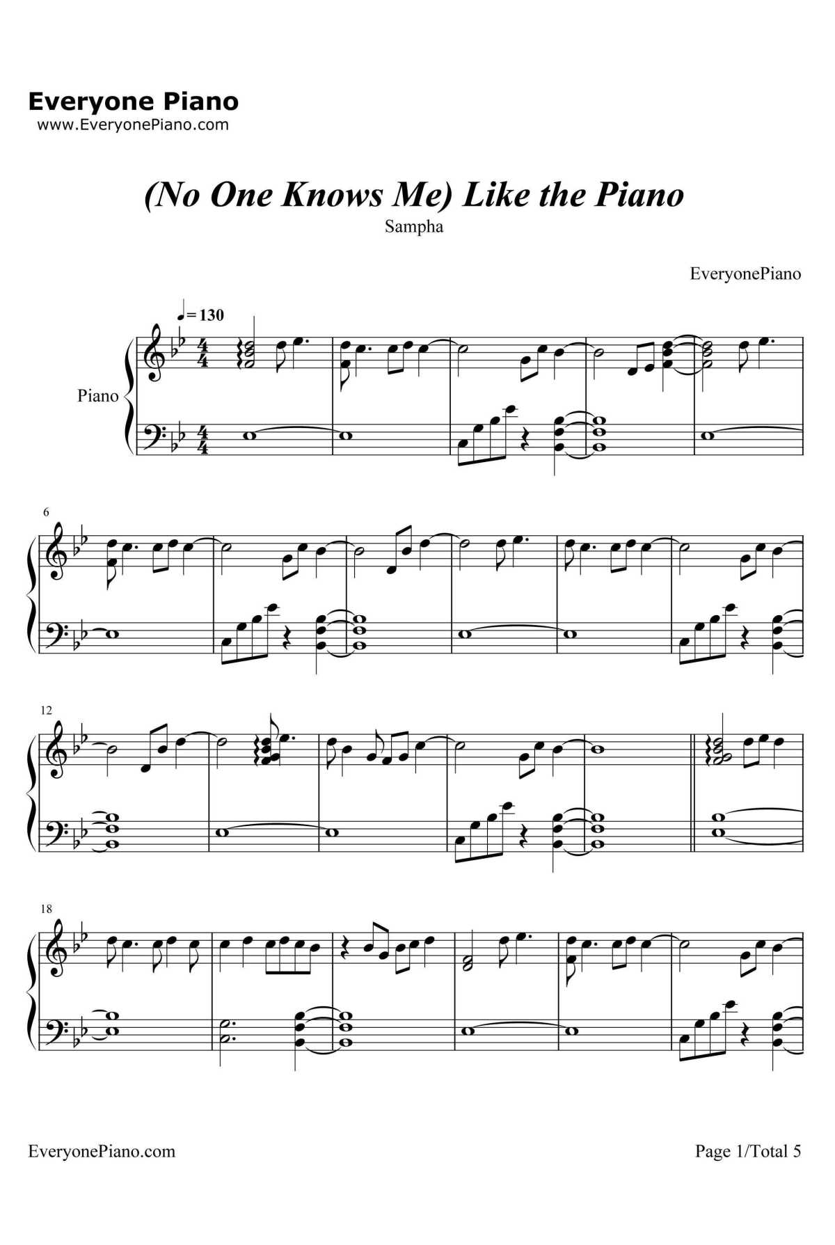 No One Knows Me Like the Piano钢琴谱-Sampha1