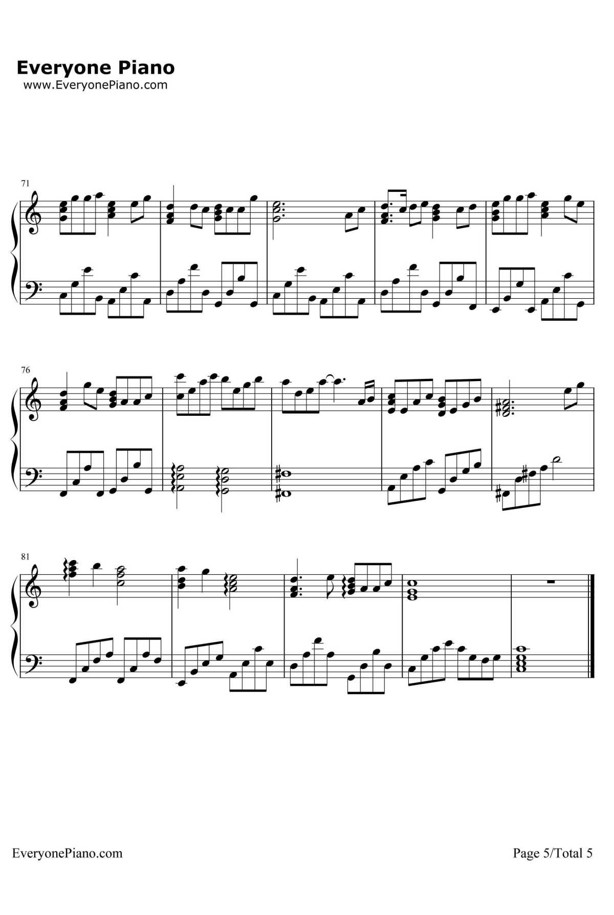 夕颜钢琴谱-能登麻美子-校园迷糊大王OST5