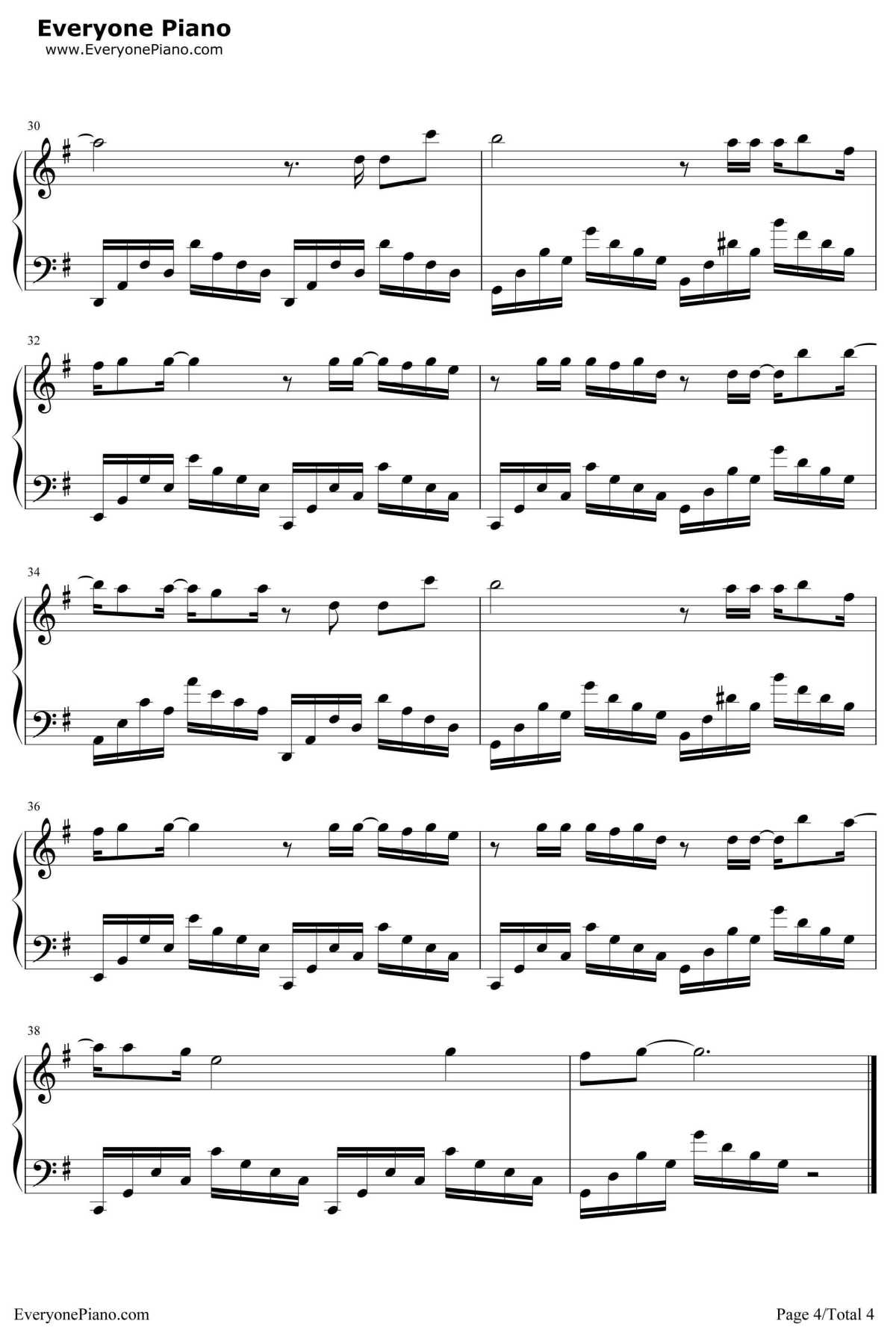 舍不得钢琴谱-弦子4