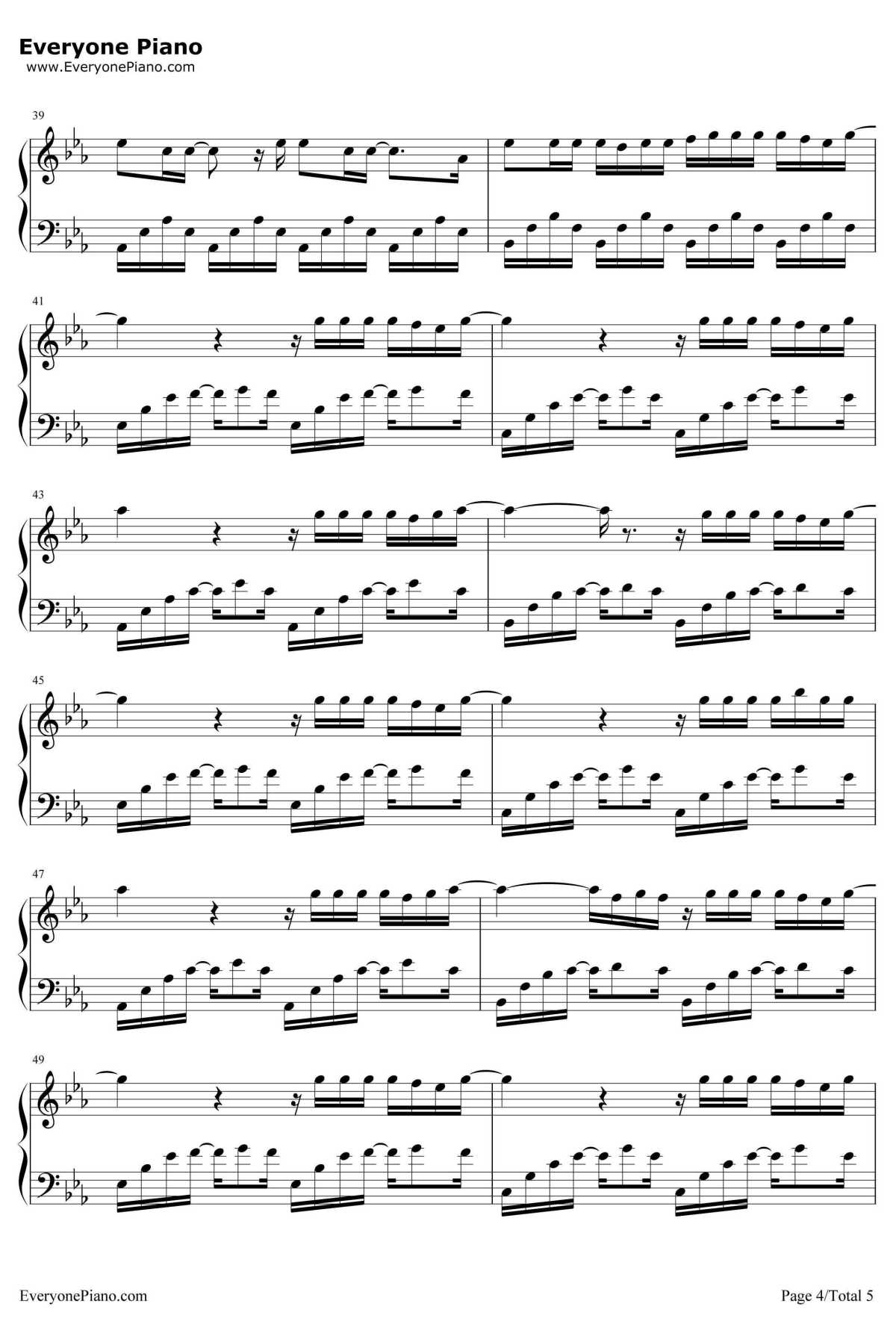 遇见你钢琴谱-牛奶咖啡-《因为遇见你》电视剧插曲4