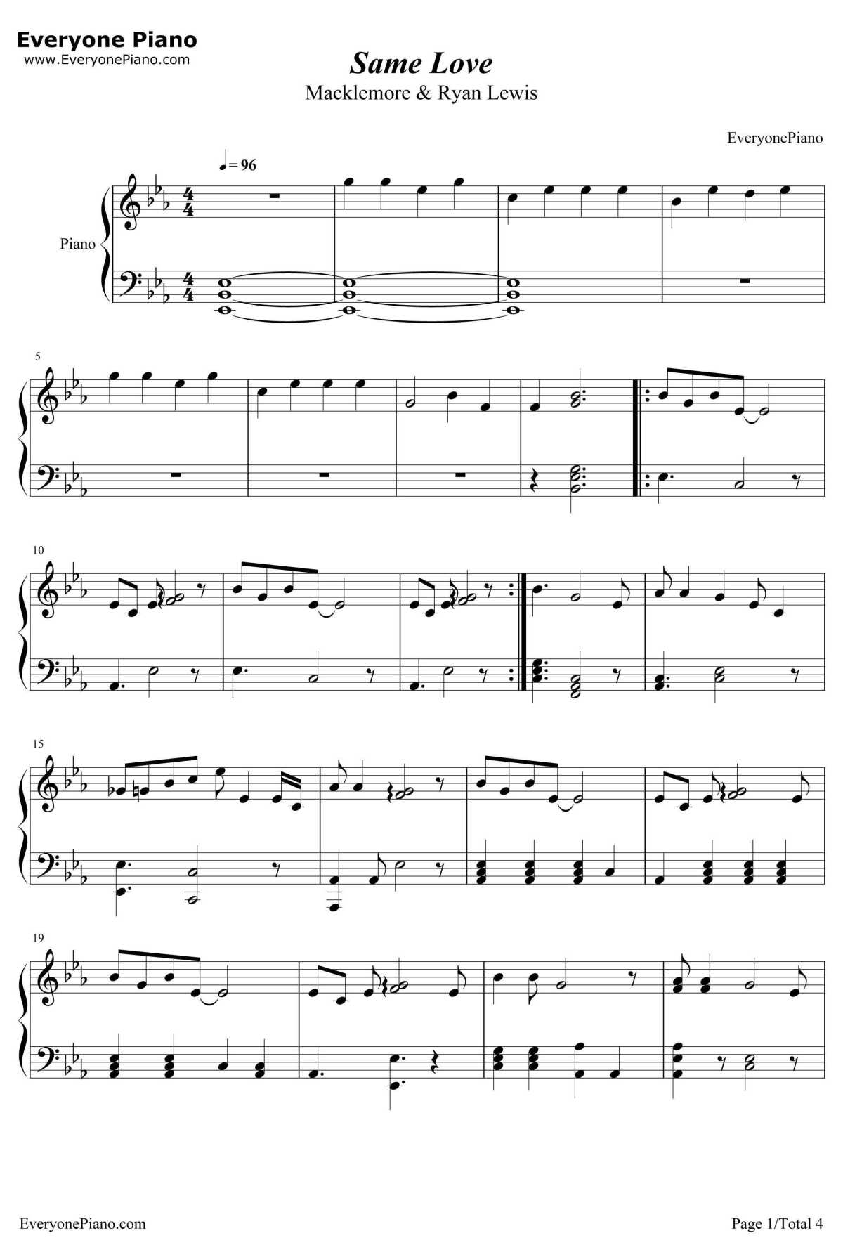 Same Love钢琴谱-Macklemore&RyanLewis1