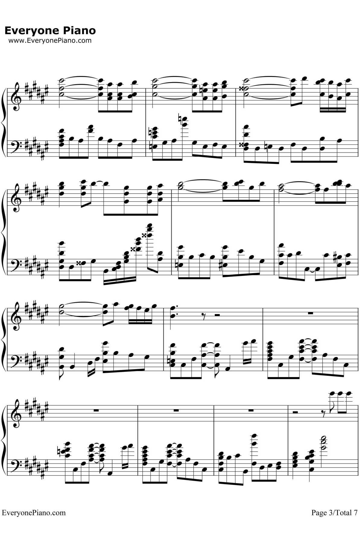 藤崎诗织的主题钢琴谱心跳回忆3