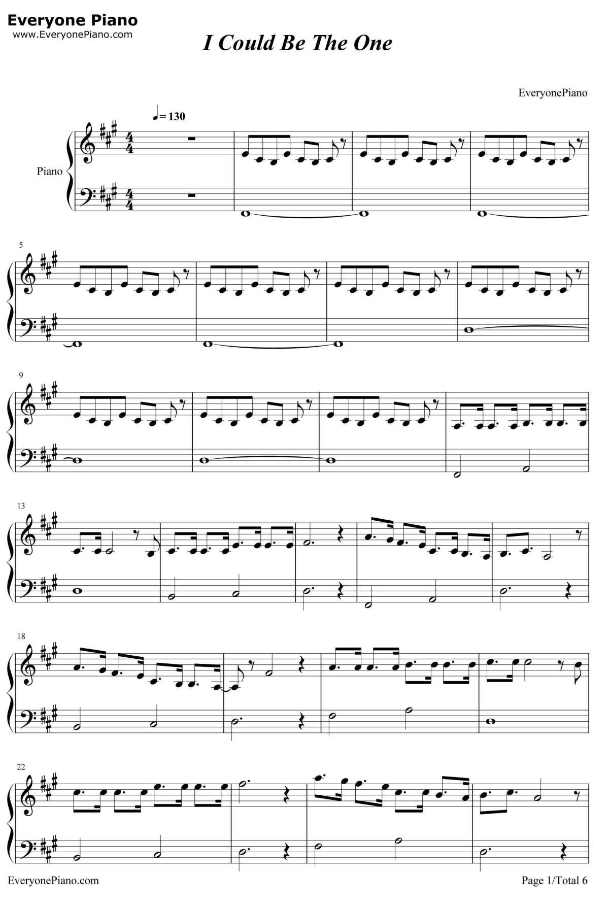 I Could Be the One钢琴谱-Avicii　1