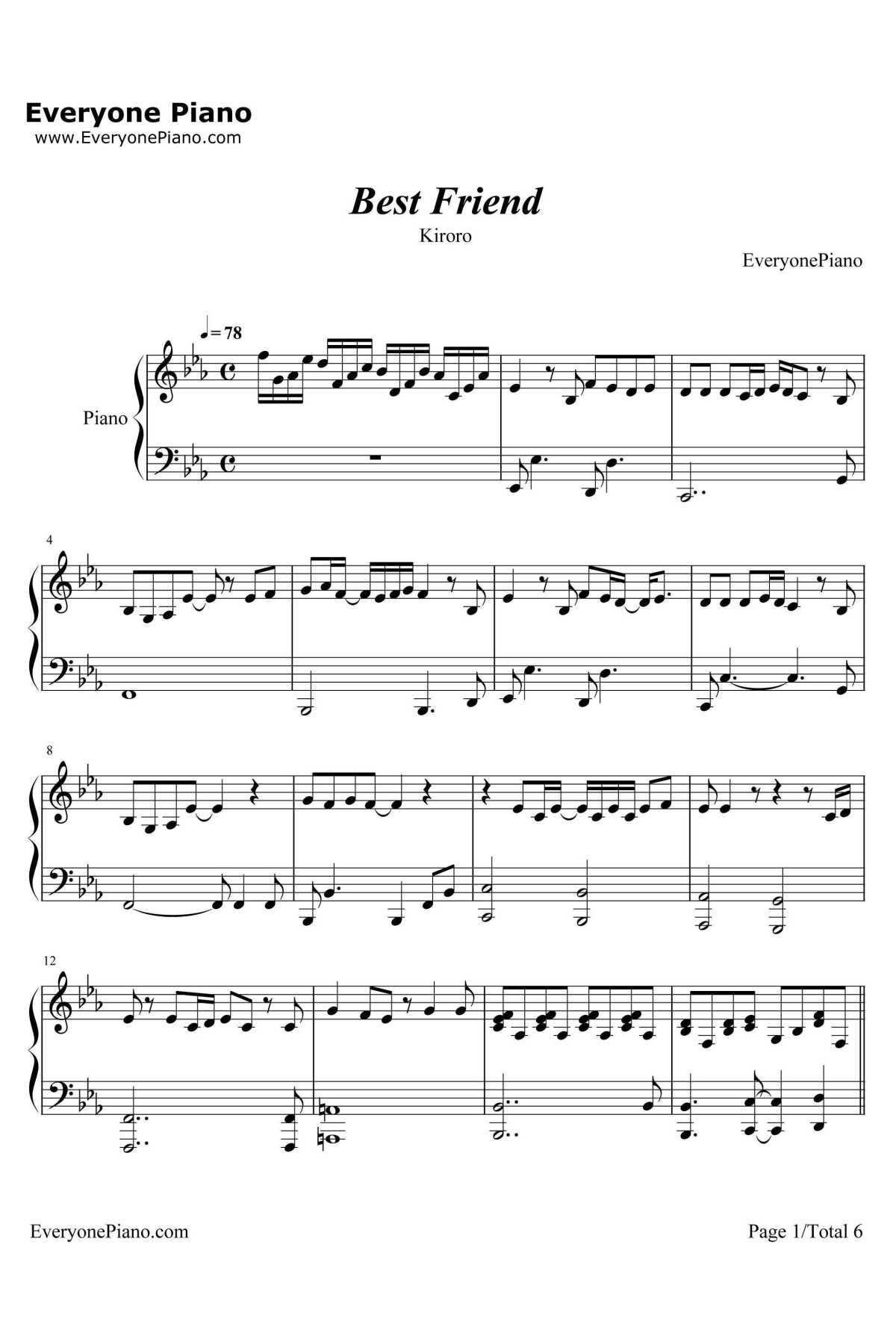 Best Friend钢琴谱-Kiroro1