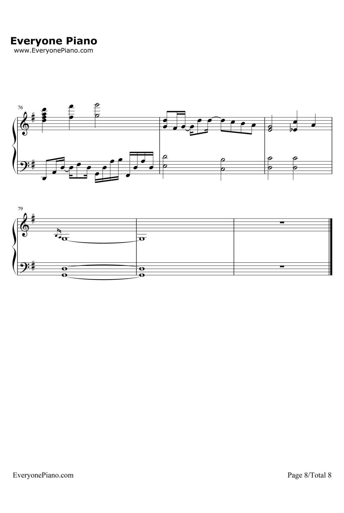 アムリタ钢琴谱-牧野由依-Amrita-翼年代记剧场版鸟笼国的公主ED8