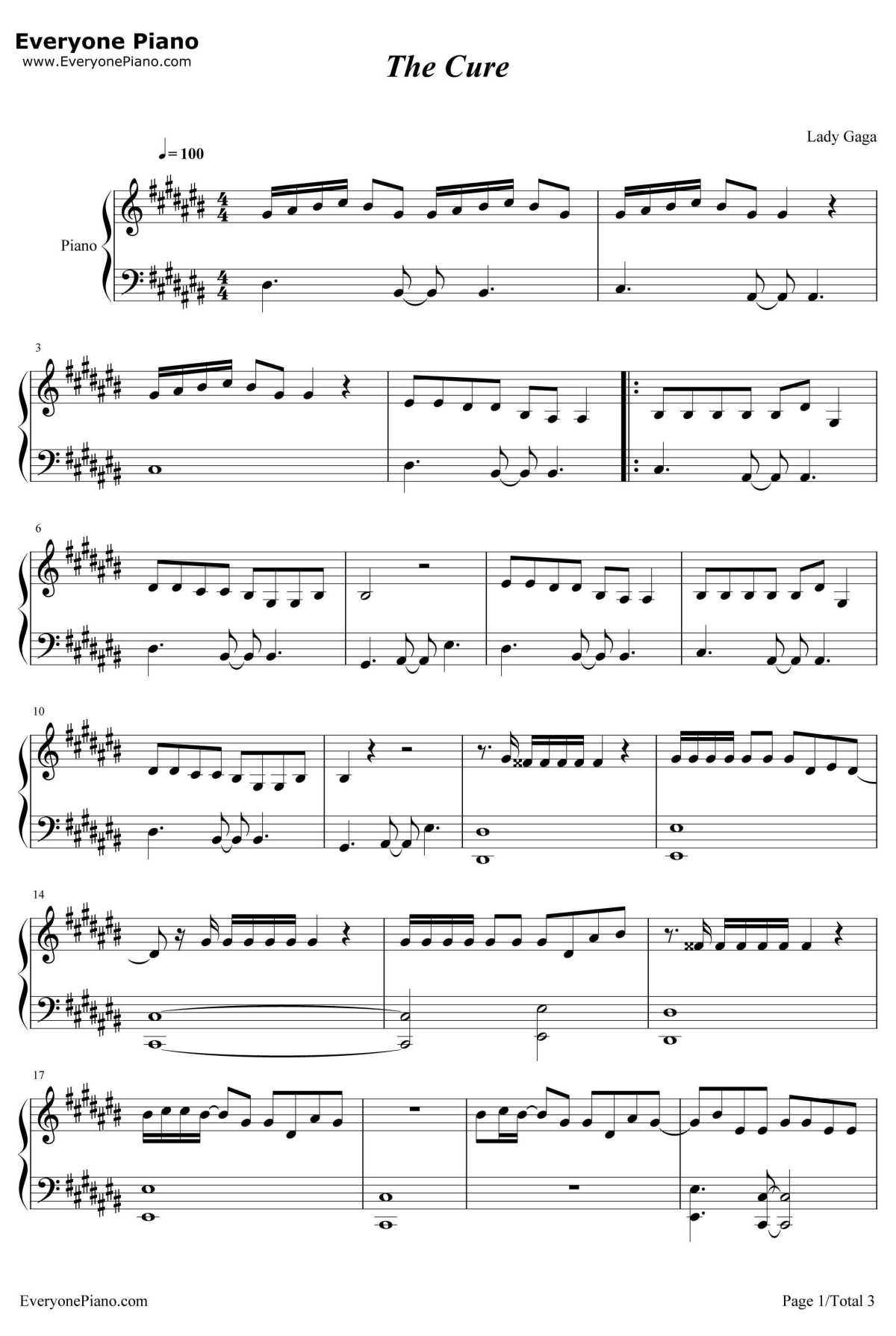 The Cure钢琴谱-LadyGaga1
