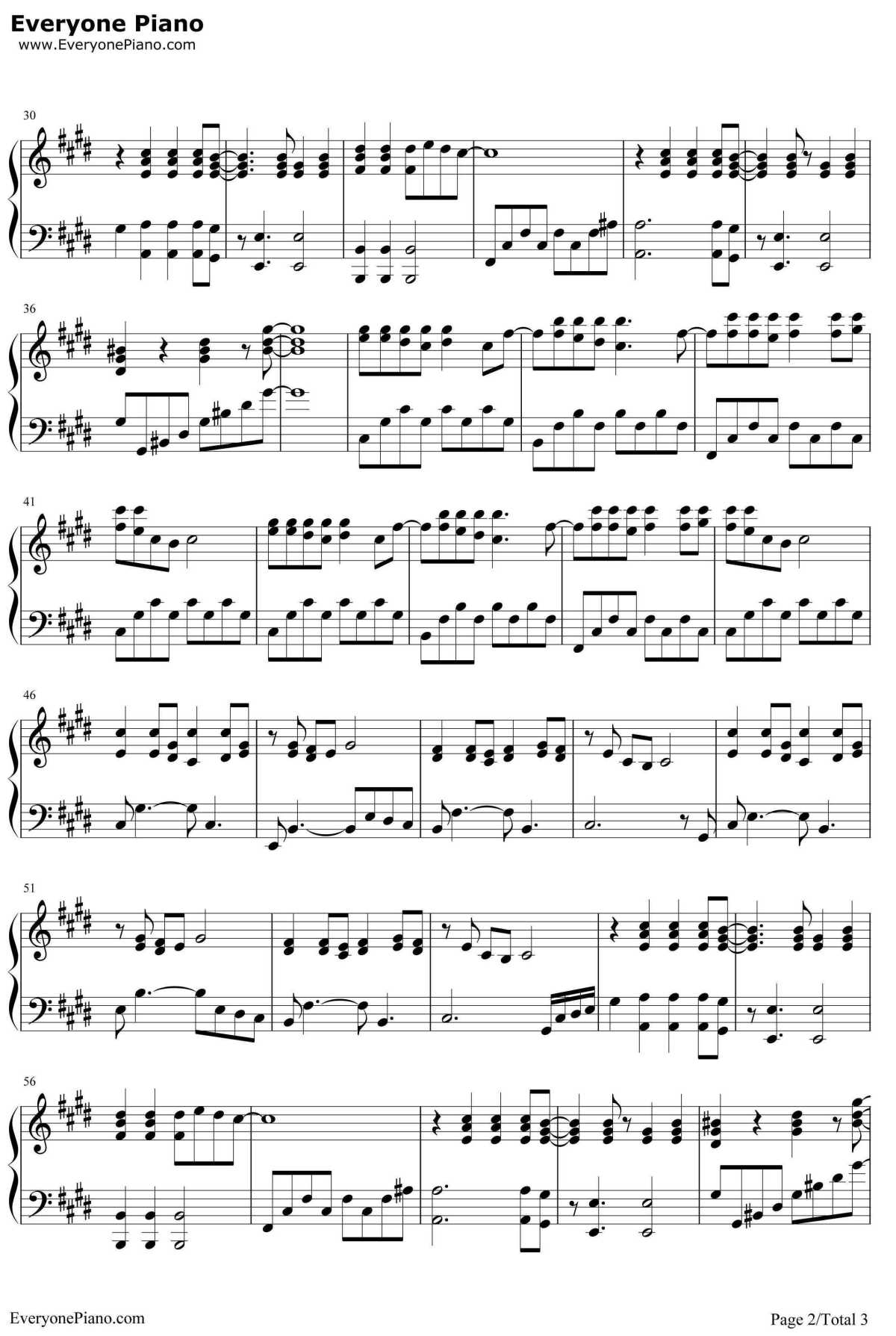 饿狼传说钢琴谱-张学友2