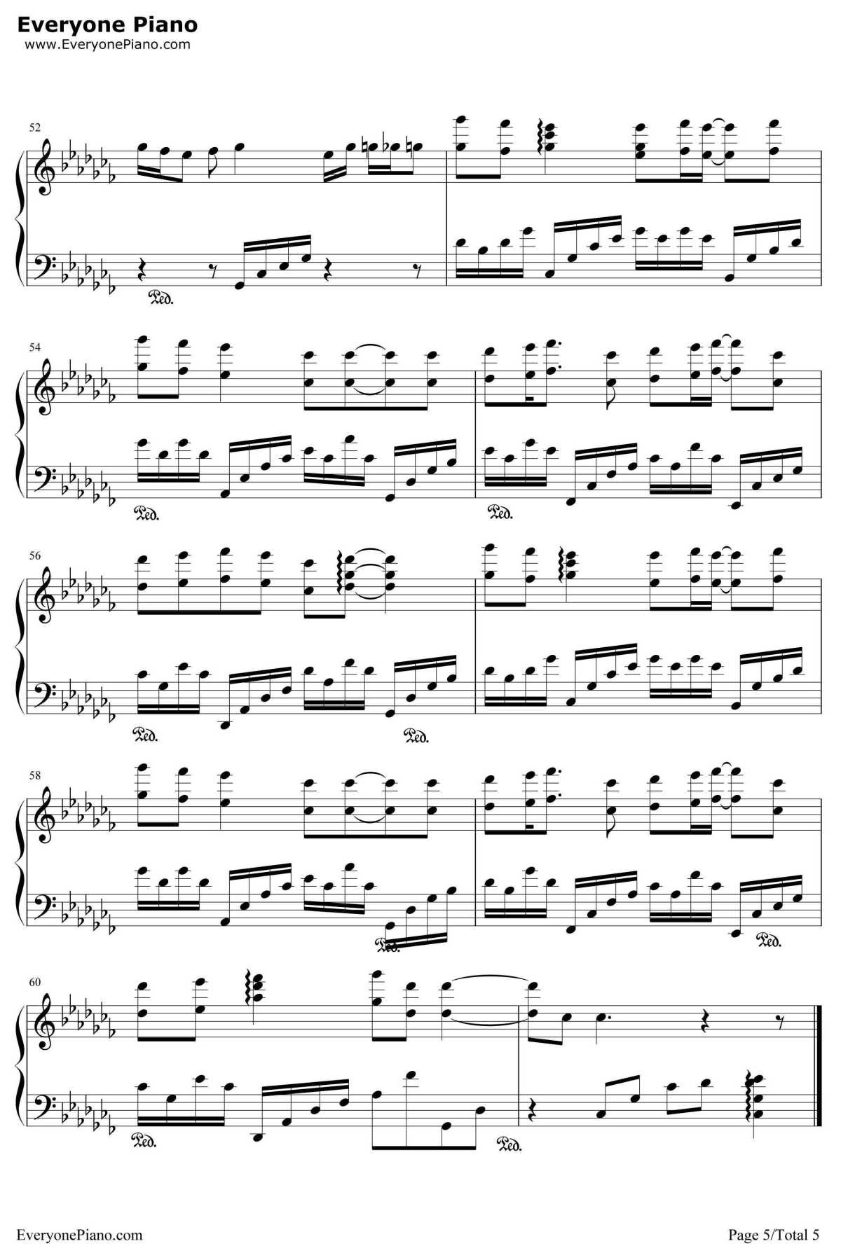 仰望星空钢琴谱-张杰5