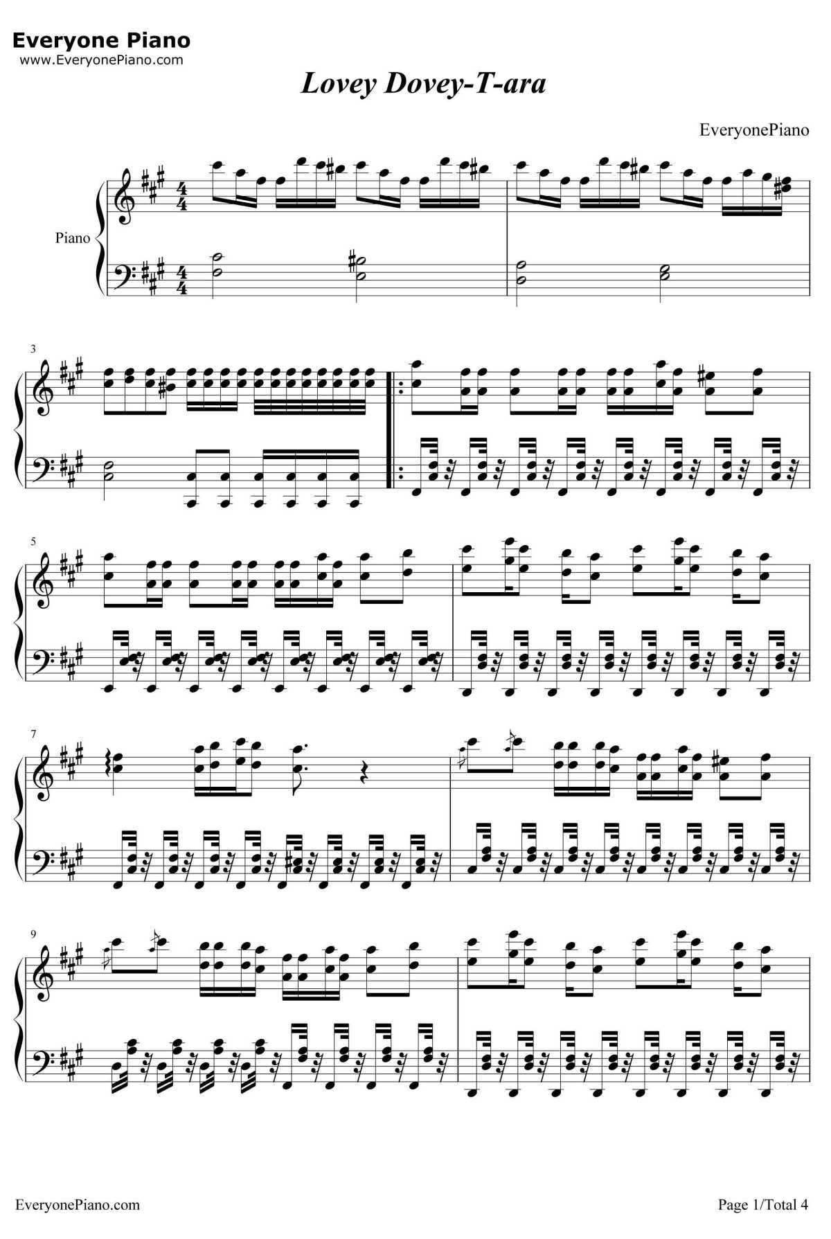 Lovey Dovey钢琴谱-T-ara1