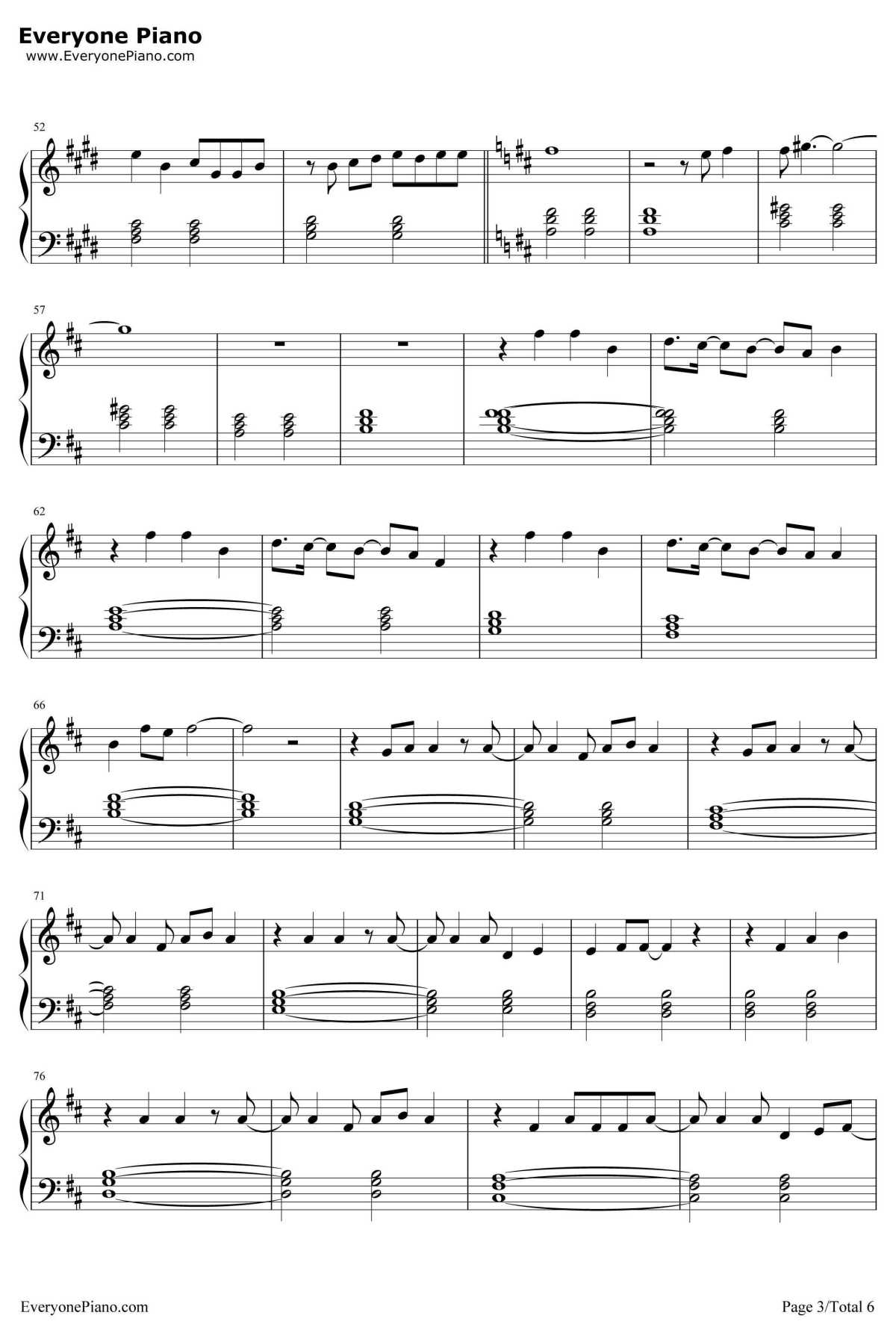 星辰钢琴谱-张杰-择天记片头曲3