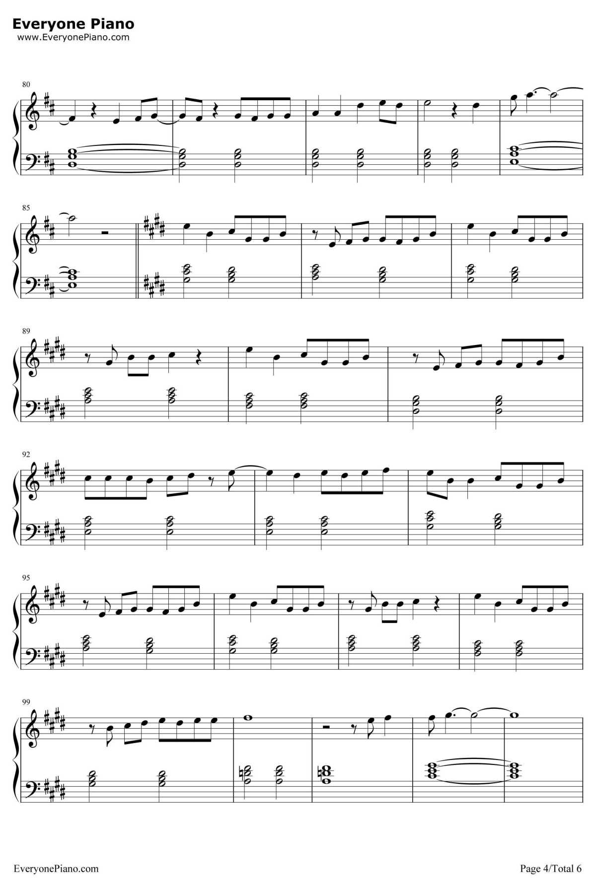 星辰钢琴谱-张杰-择天记片头曲4