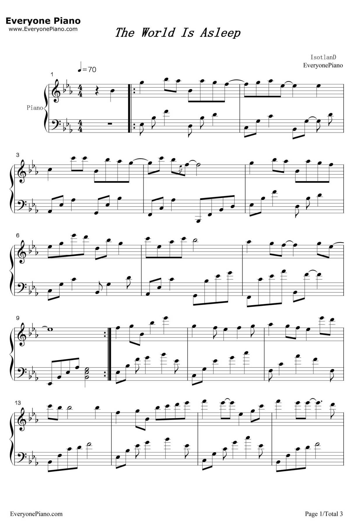 The World Is Asleep钢琴谱-TheWorldIsAsleep1