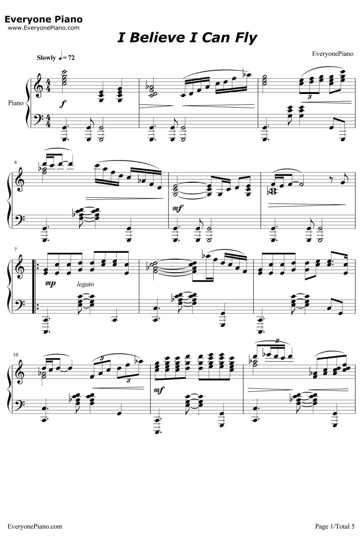 I Believe I Can Fly钢琴谱-R.Kelly1