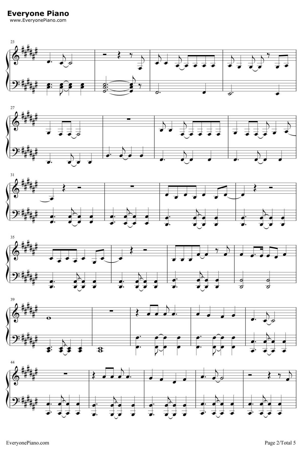 不期而遇钢琴谱-刘惜君-电影不期而遇主题曲2