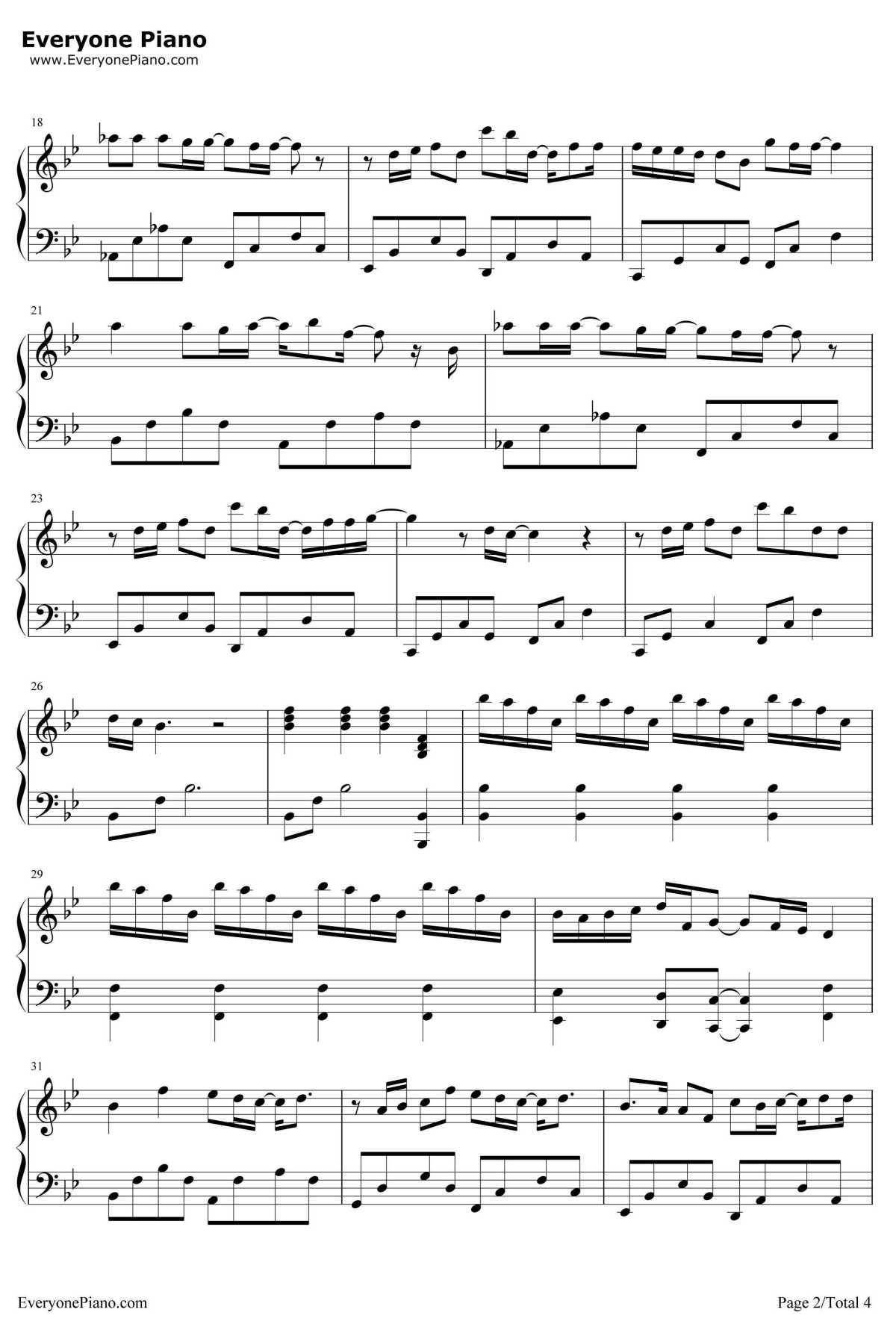 一半一半钢琴谱--张碧晨2