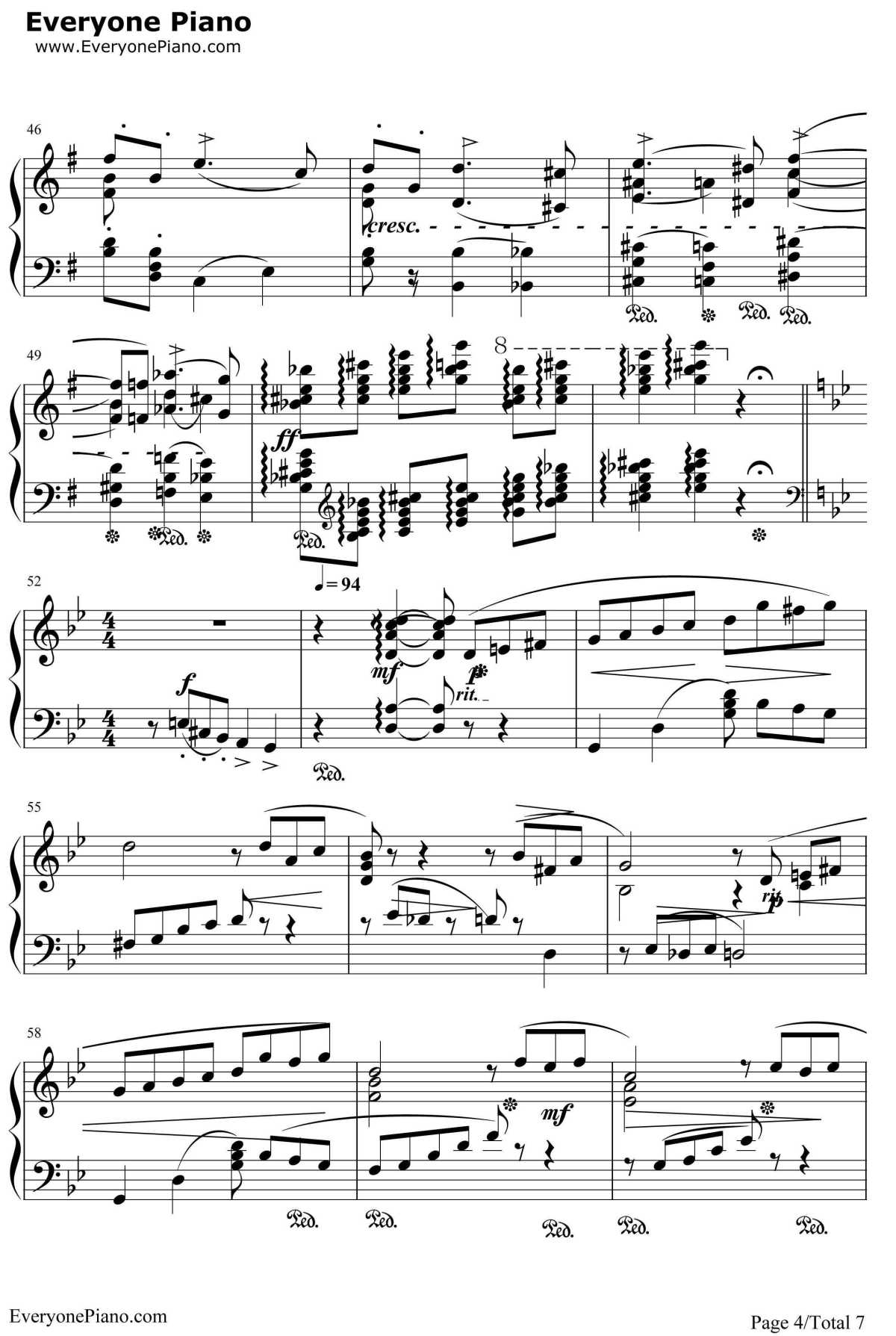 六月船歌钢琴谱-柴可夫斯基Tchaikovsky4